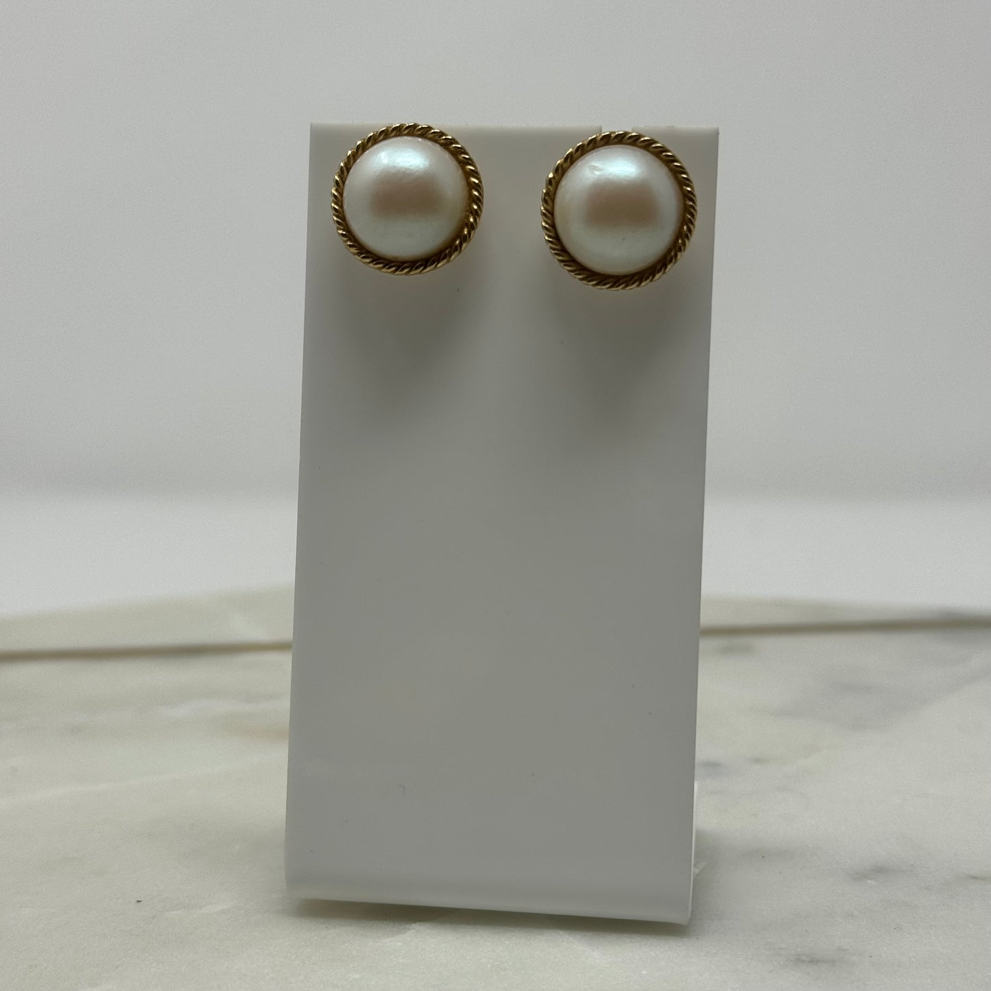 Vintage Pearl & Intricate Gold Border Statement Earrings