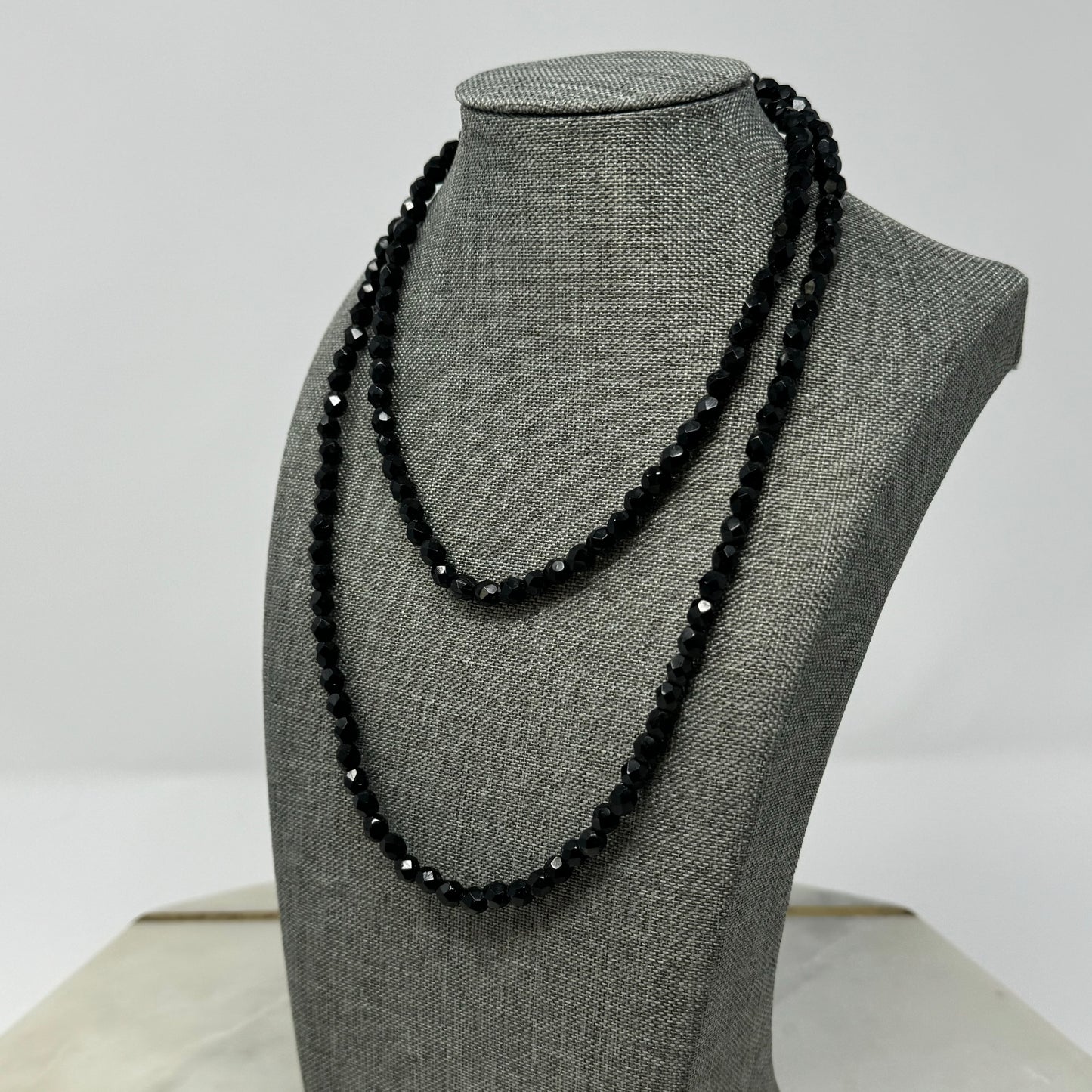 Necklace Elegant Statement Black Beaded Glass Strand 34 in Fashion Jewelry