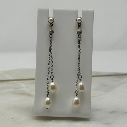 Natural Pearl Dangle Statement Earrings