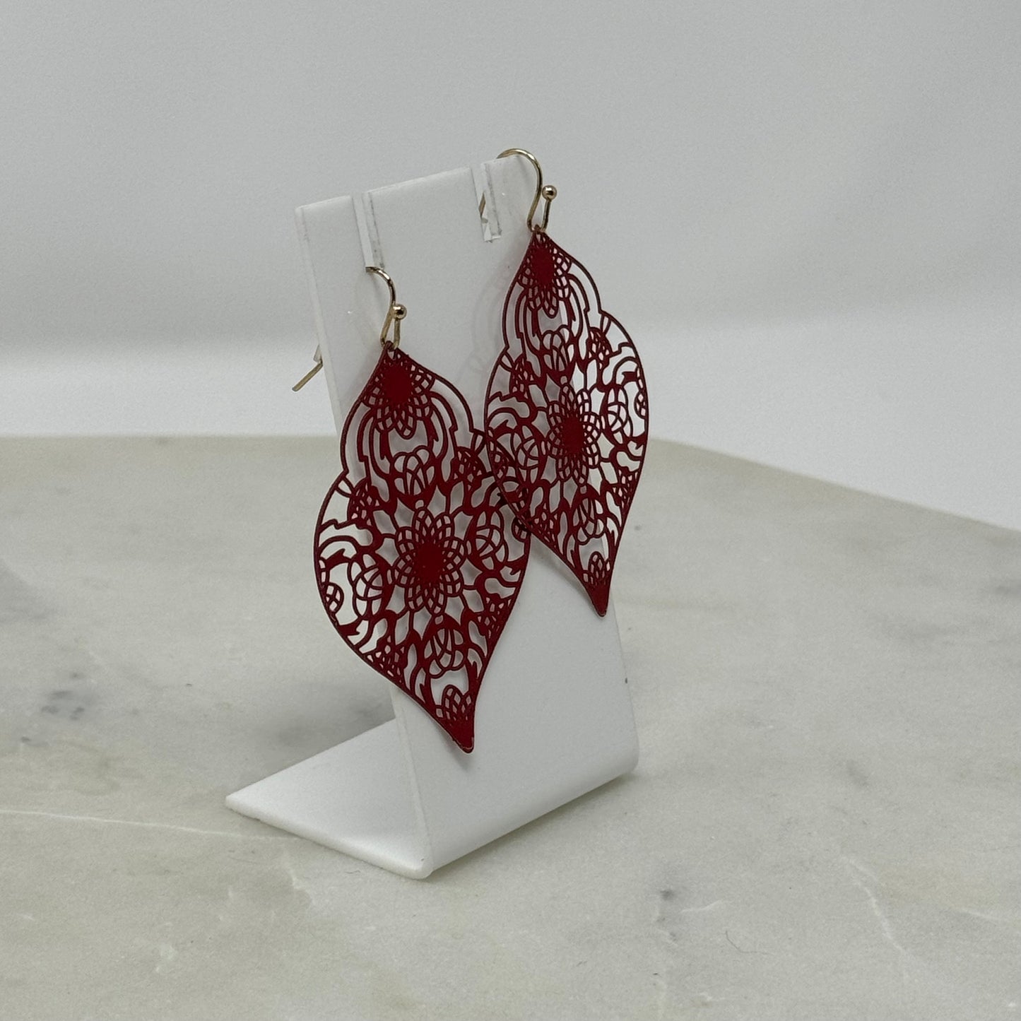 Earrings Boho Southwest Intricate Scalloped Dangles 2.5 in Drop Hook Costume Jewelry