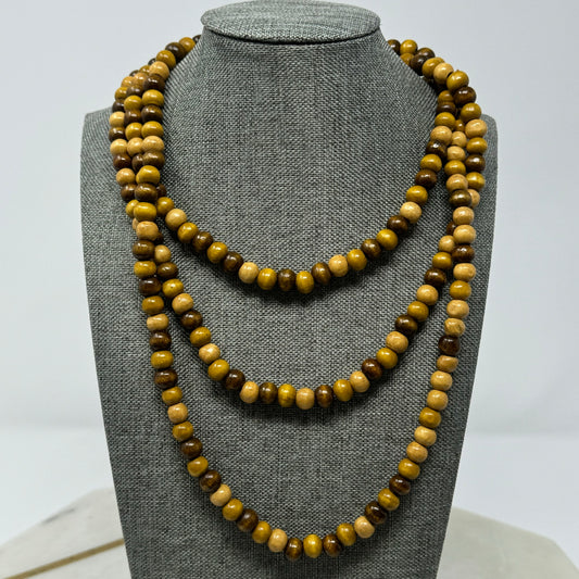 Boho Wood Beaded Necklace  Brown Tones Handmade Natural Statement Jewelry Multi-Style