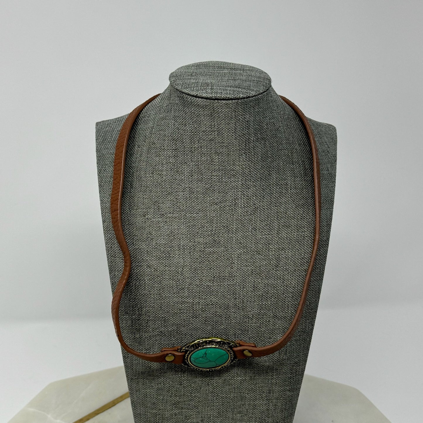 Necklace Boho Southwest Leather Turquoise Pendant 18 in Fashion Jewelry