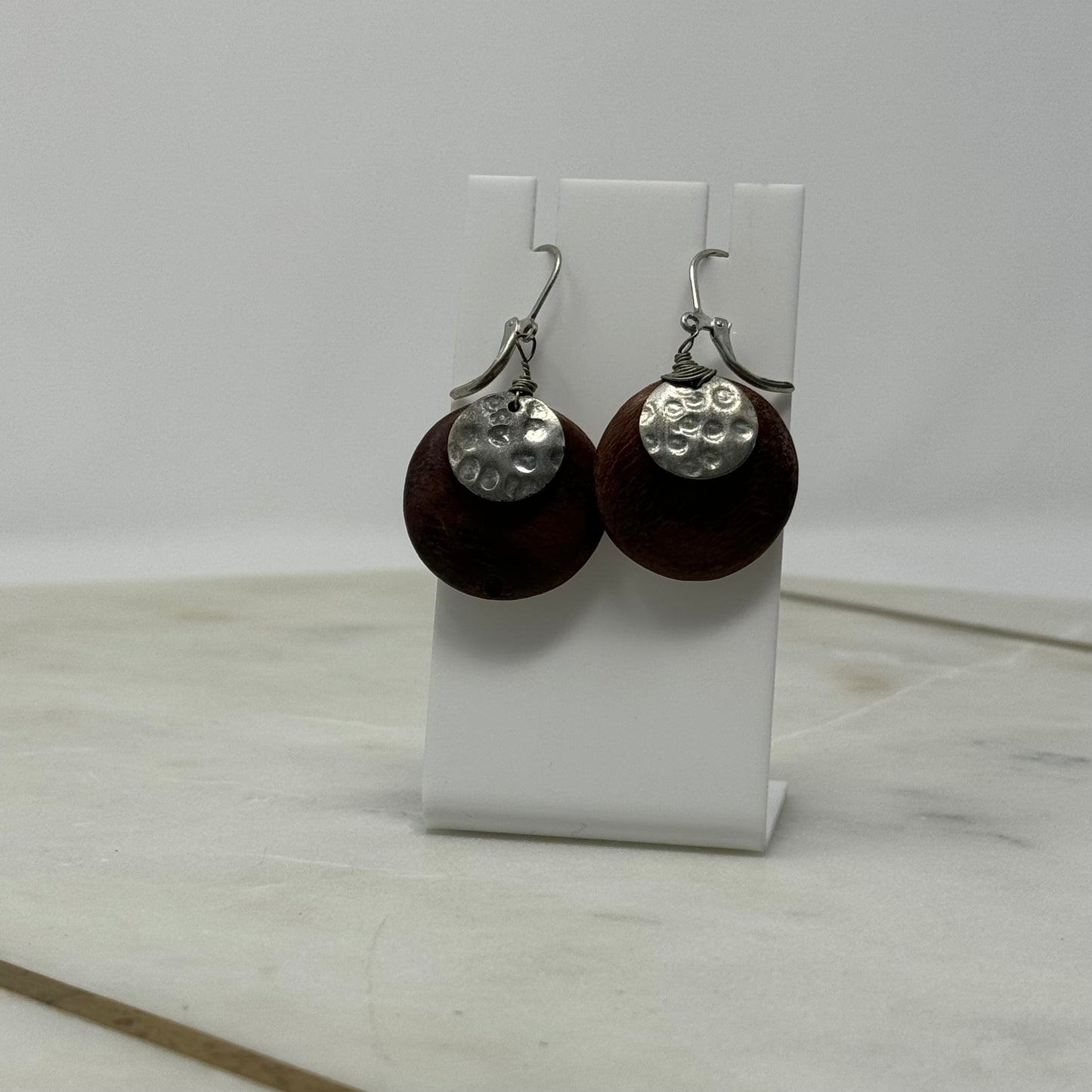 Boho Wood Dangle Leverback Earrings