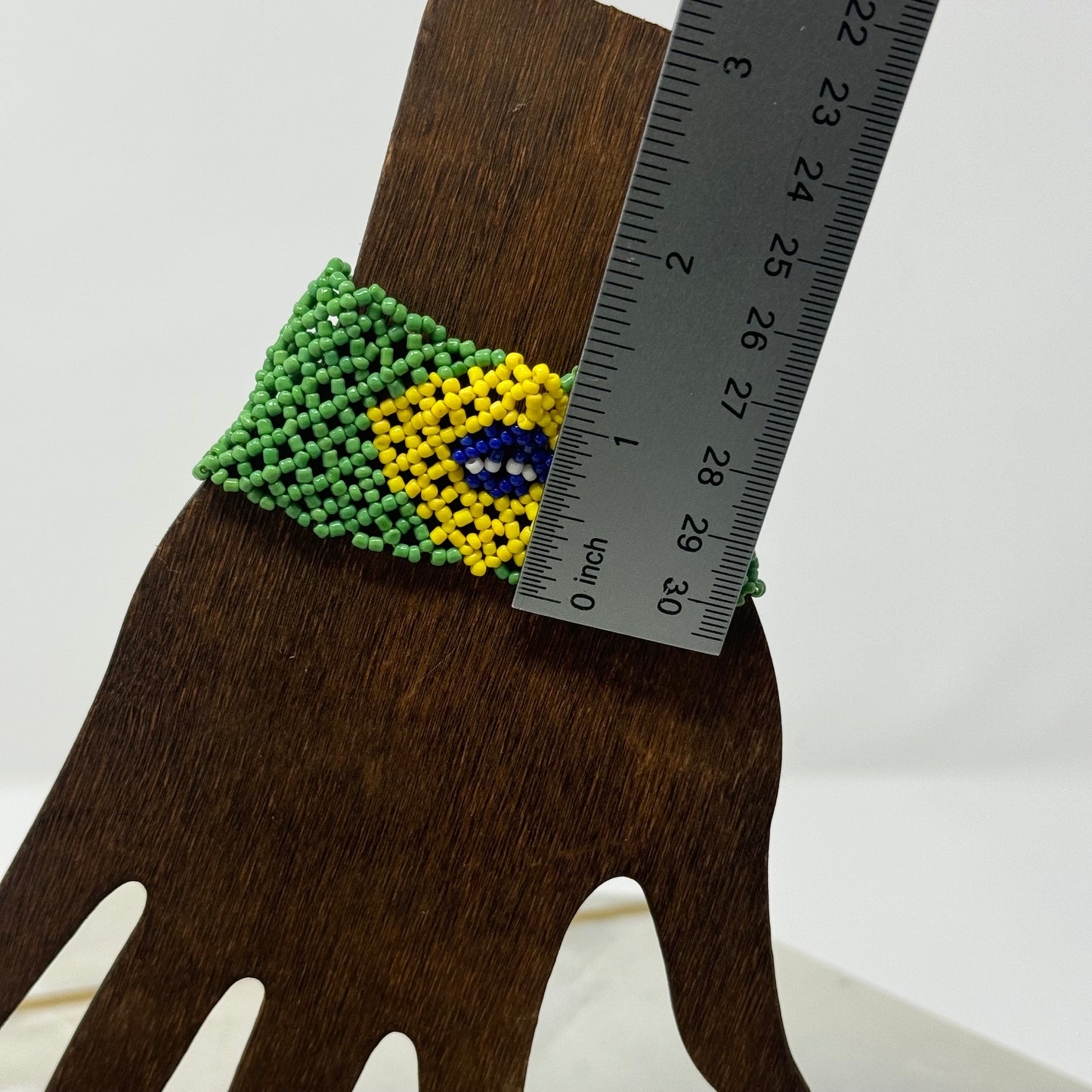 Bracelet Brazil Multi-Layer Seed Beaded Cuff Flag 6.5 in Fashion Jewelry