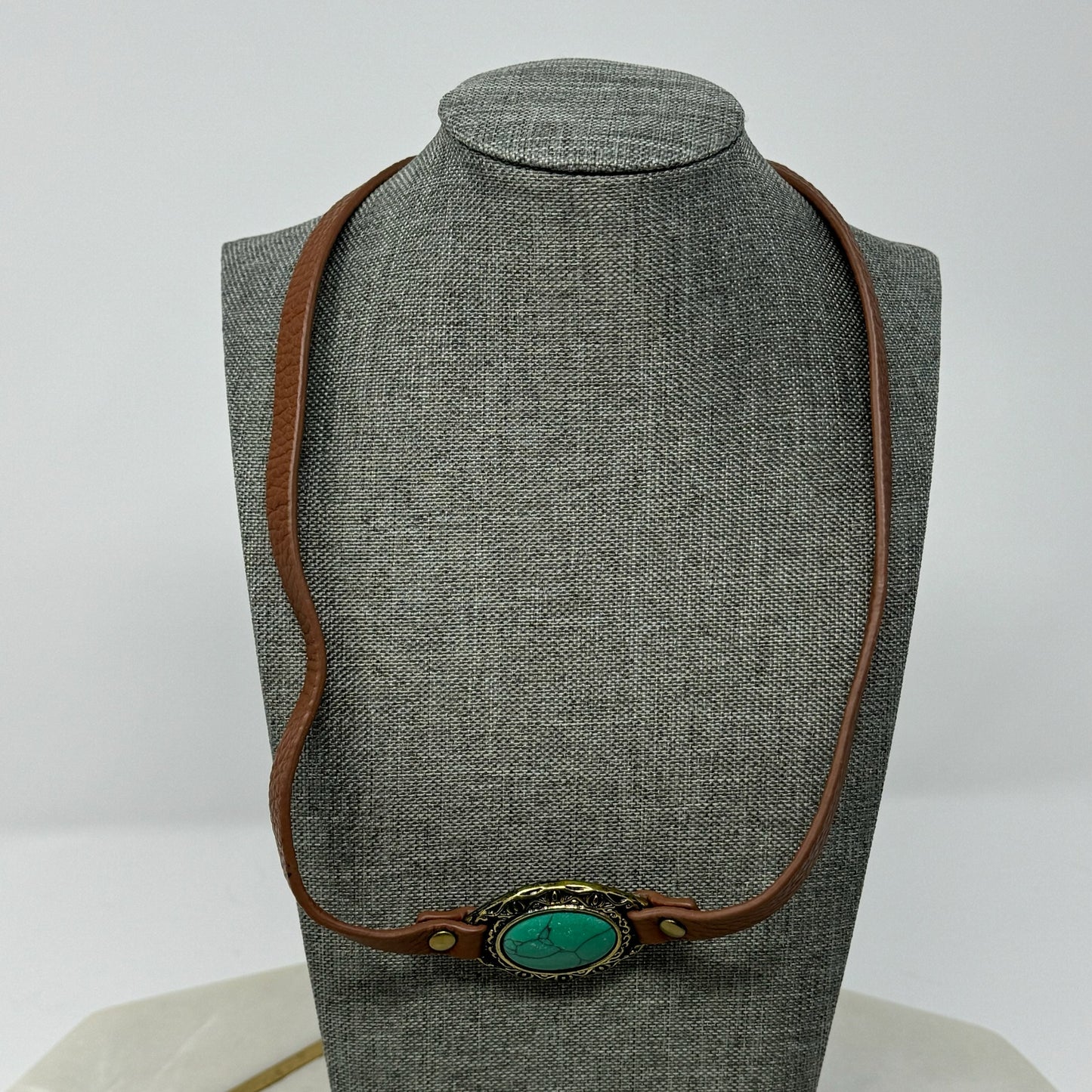 Necklace Boho Southwest Leather Turquoise Pendant 18 in Fashion Jewelry
