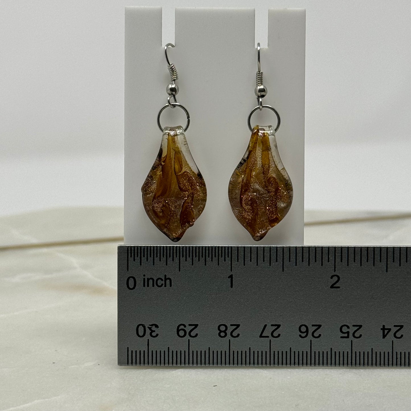 Gold Glass Dangle Statement Earrings