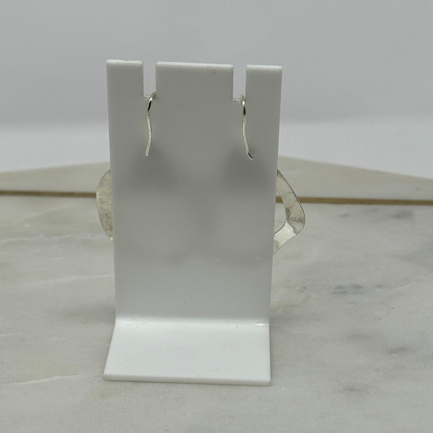Earrings Boho Modern Southwest Leather Silver Tone Abstract Artisan Dangle Hook 2.5 in