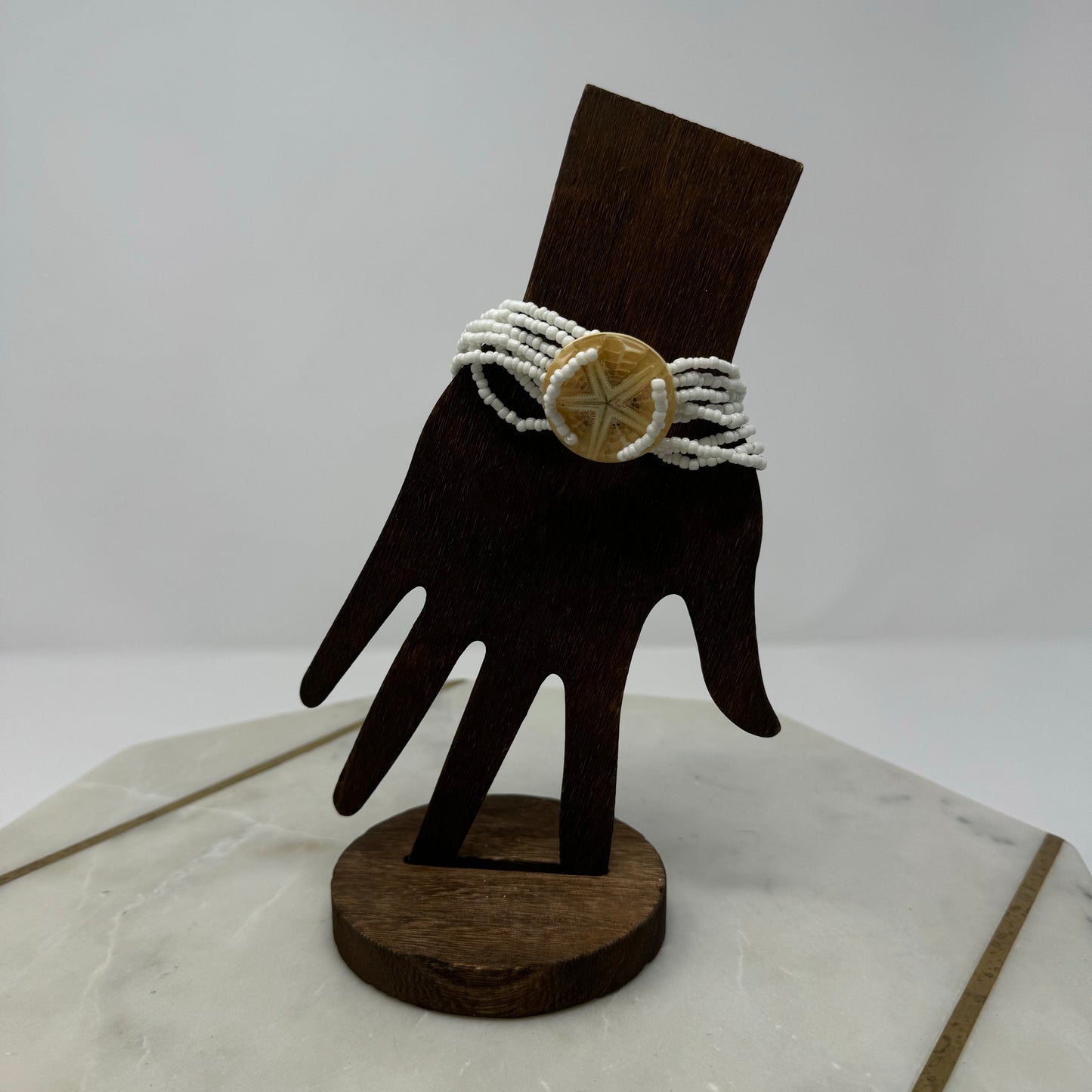 Bracelet Boho Beach Cuff Starfish Multi-Layer Seed Beads 7 in