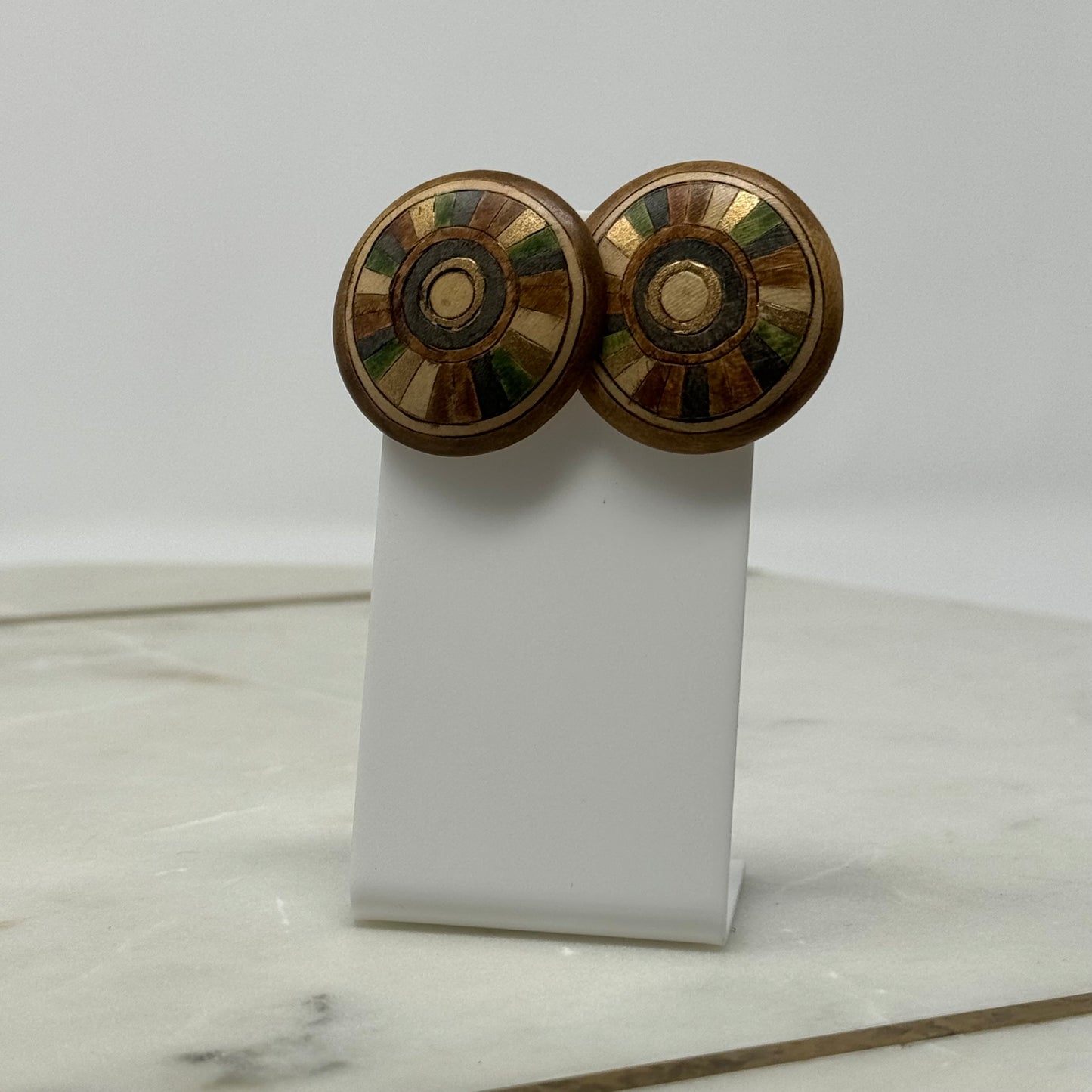 Boho Wood Tribal Post Earrings
