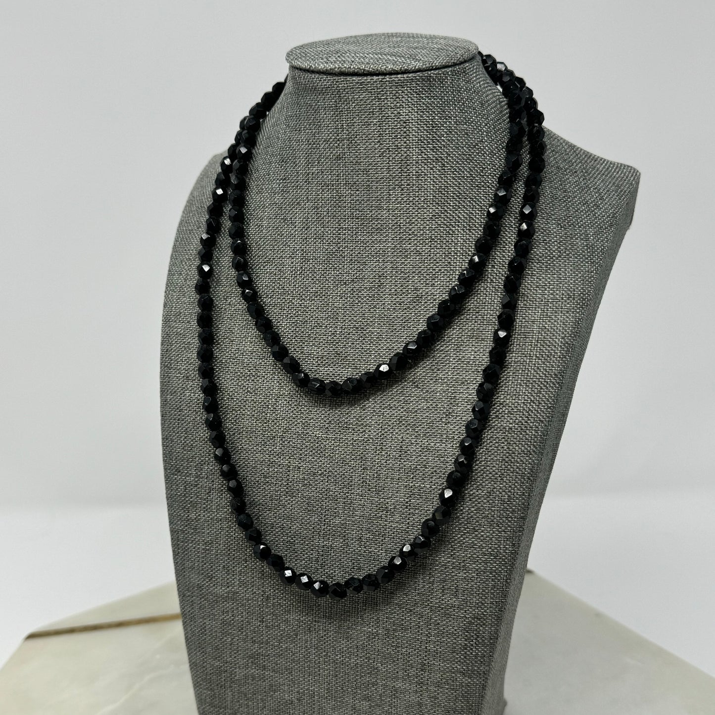 Necklace Elegant Statement Black Beaded Glass Strand 34 in Fashion Jewelry