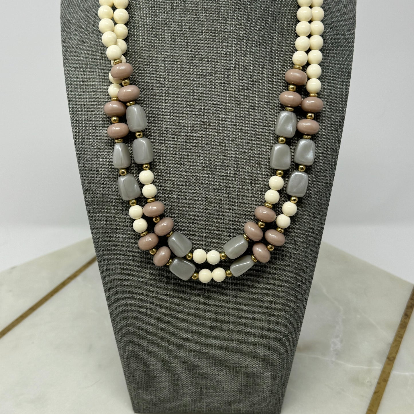 Womens Necklace Boho Statement Double Beaded Strands 18 in Costume Jewelry