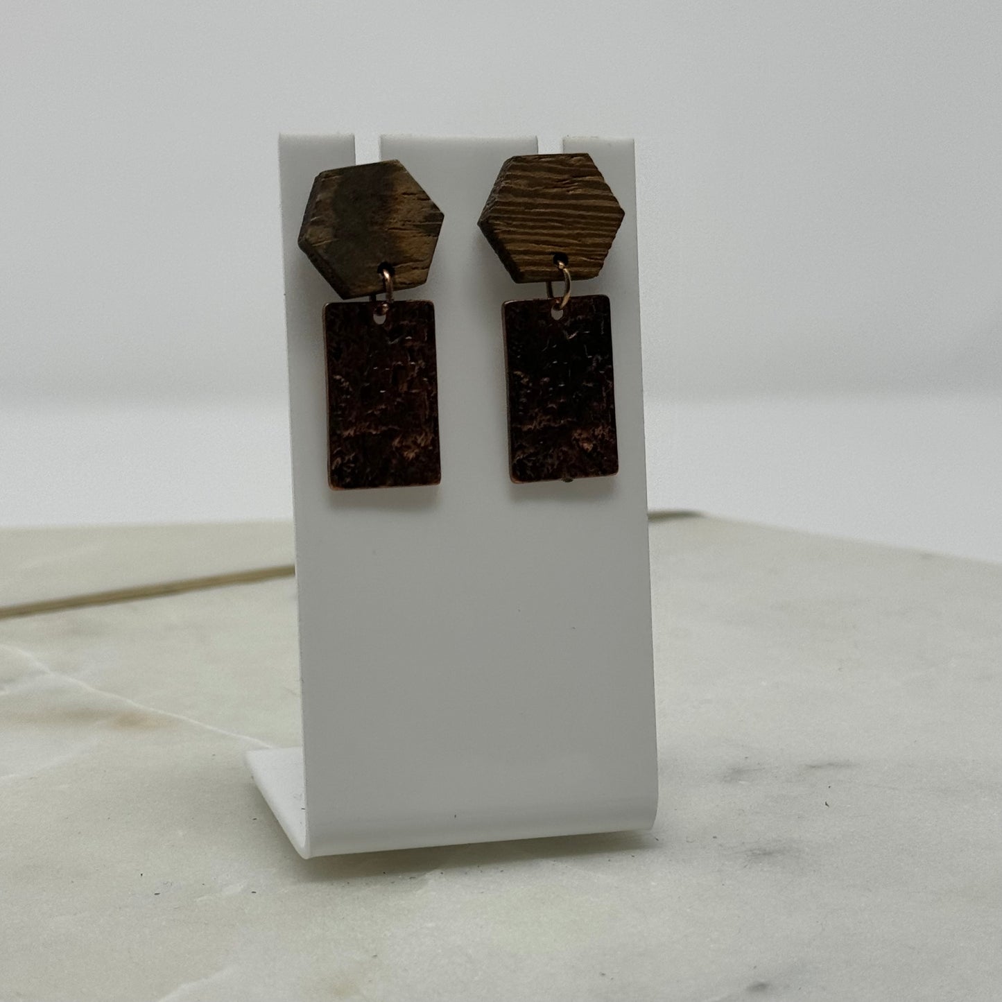 Boho Dual Material Tribal Dangle Post Earrings