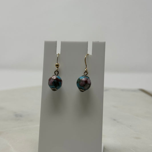 Floral Glass Beaded Dangle Hook Earrings