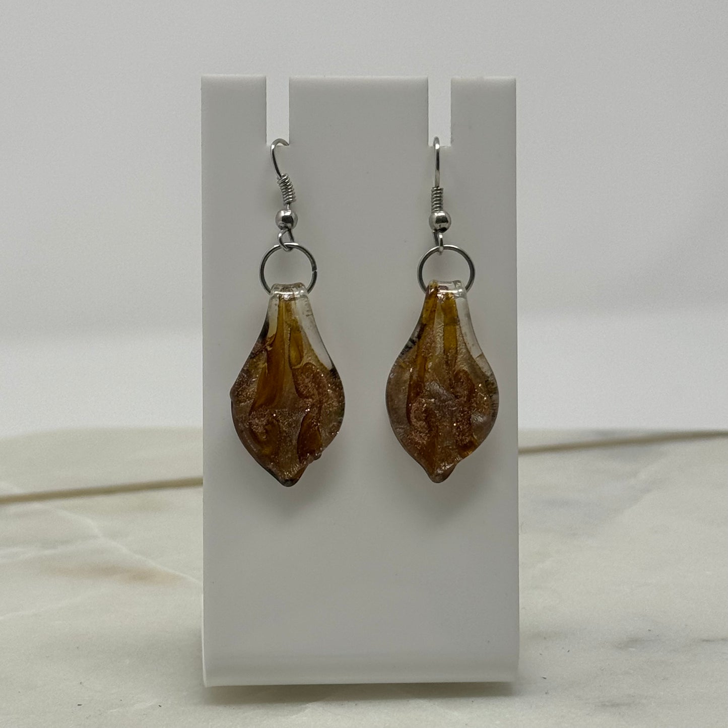 Gold Glass Dangle Statement Earrings