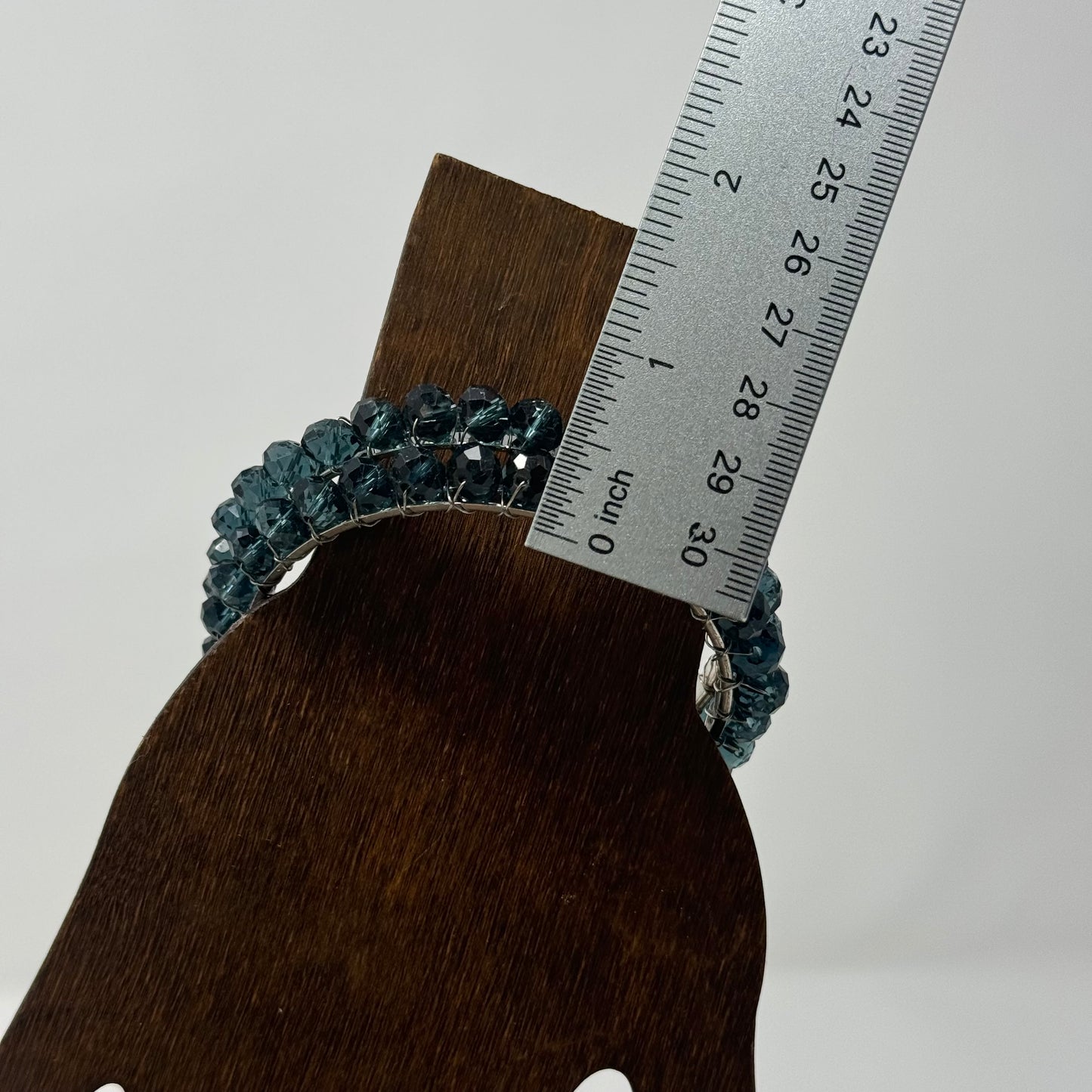 Blue Elegant Bangle Bracelet, Sparkling Faceted Bead Design