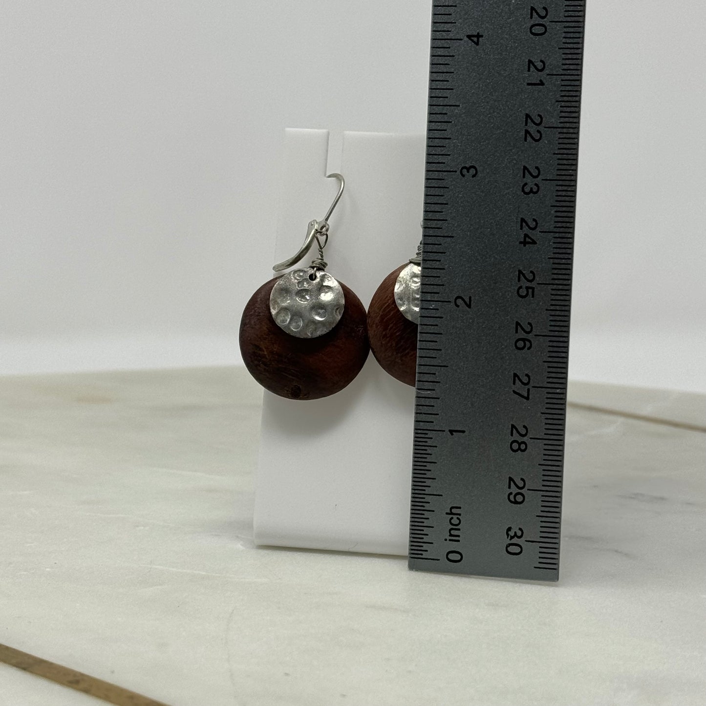 Boho Wood Dangle Leverback Earrings