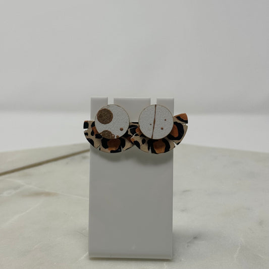 Boho Leather Animal Print Stud Earrings