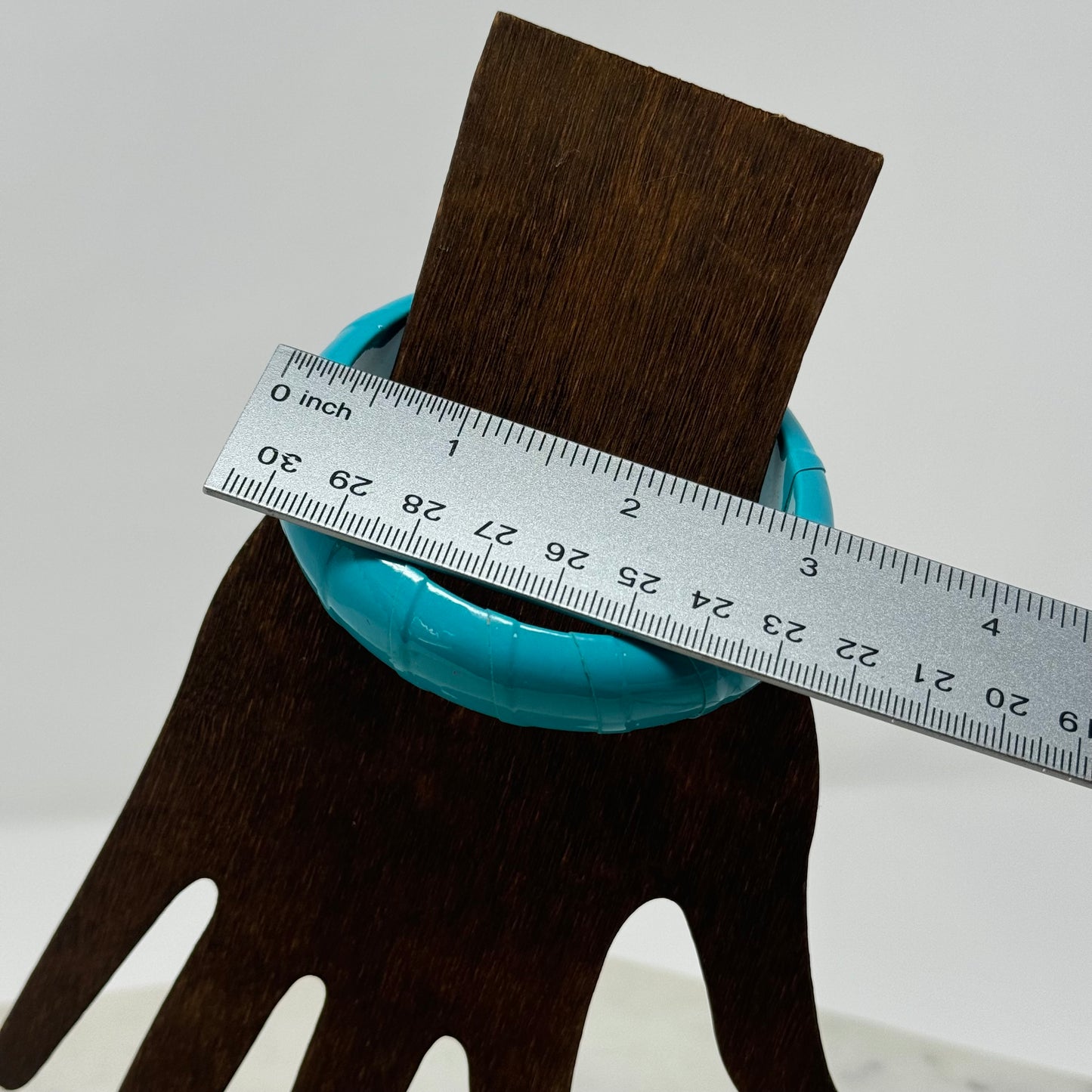 Turquoise Leather Bangle Bracelet - Retro 80s Style, Chunky Statement Jewelry, Bright Blue Cuff
