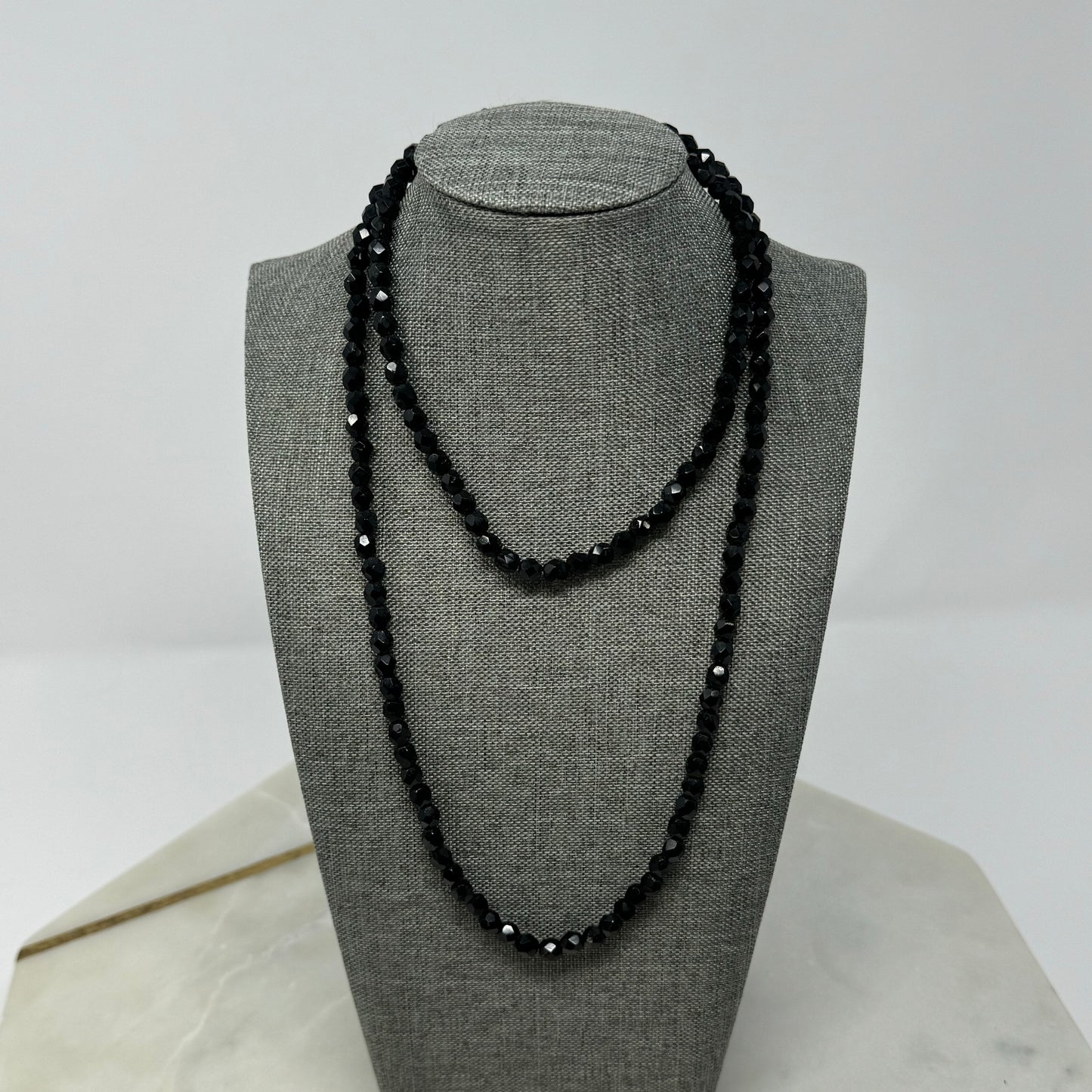 Necklace Elegant Statement Black Beaded Glass Strand 34 in Fashion Jewelry