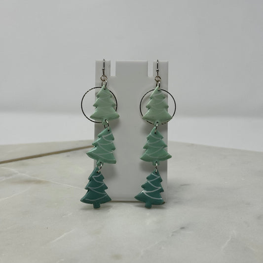 Polymer Clay Christmas Tree Dangle Hook Earrings