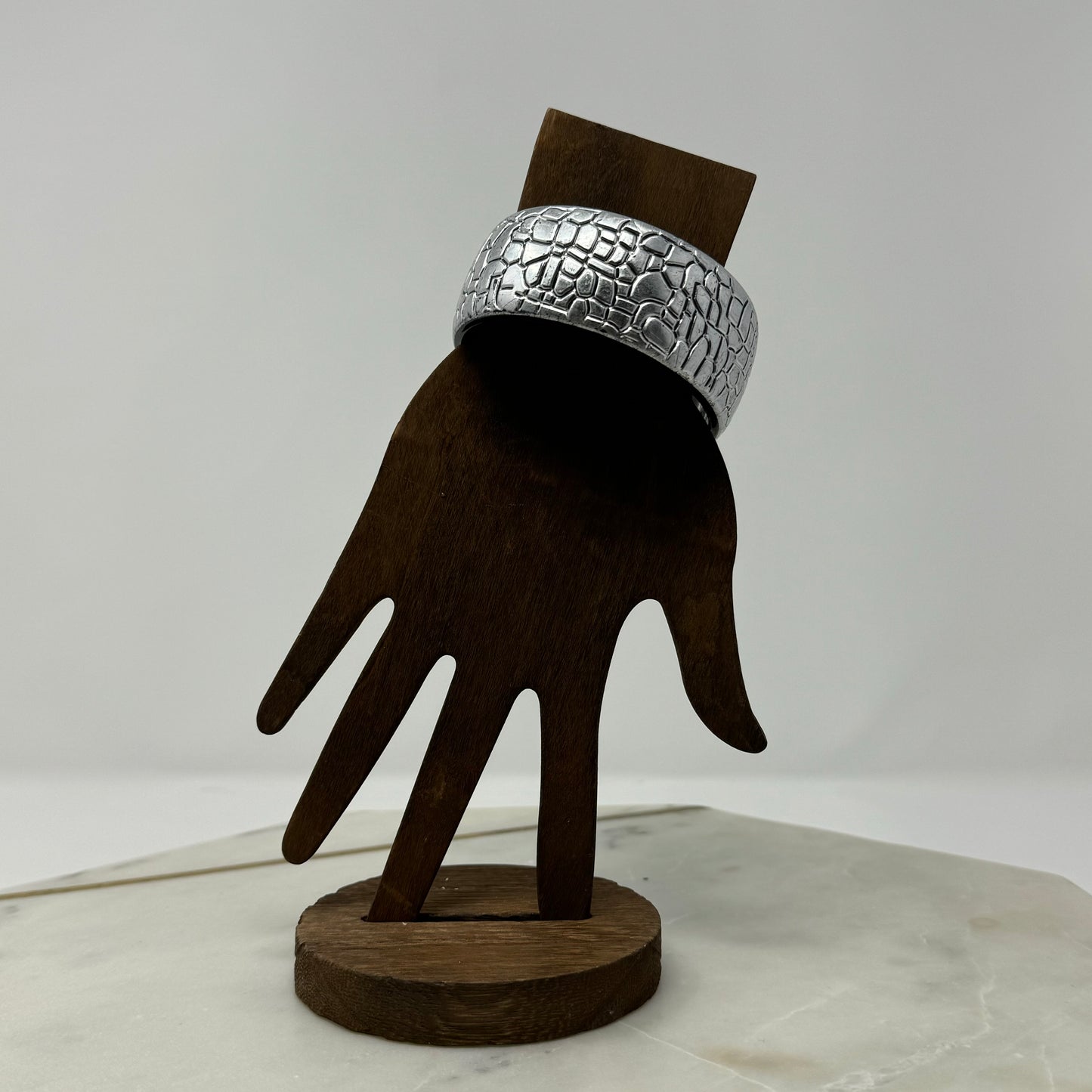 Silver Textured Bangle Bracelet