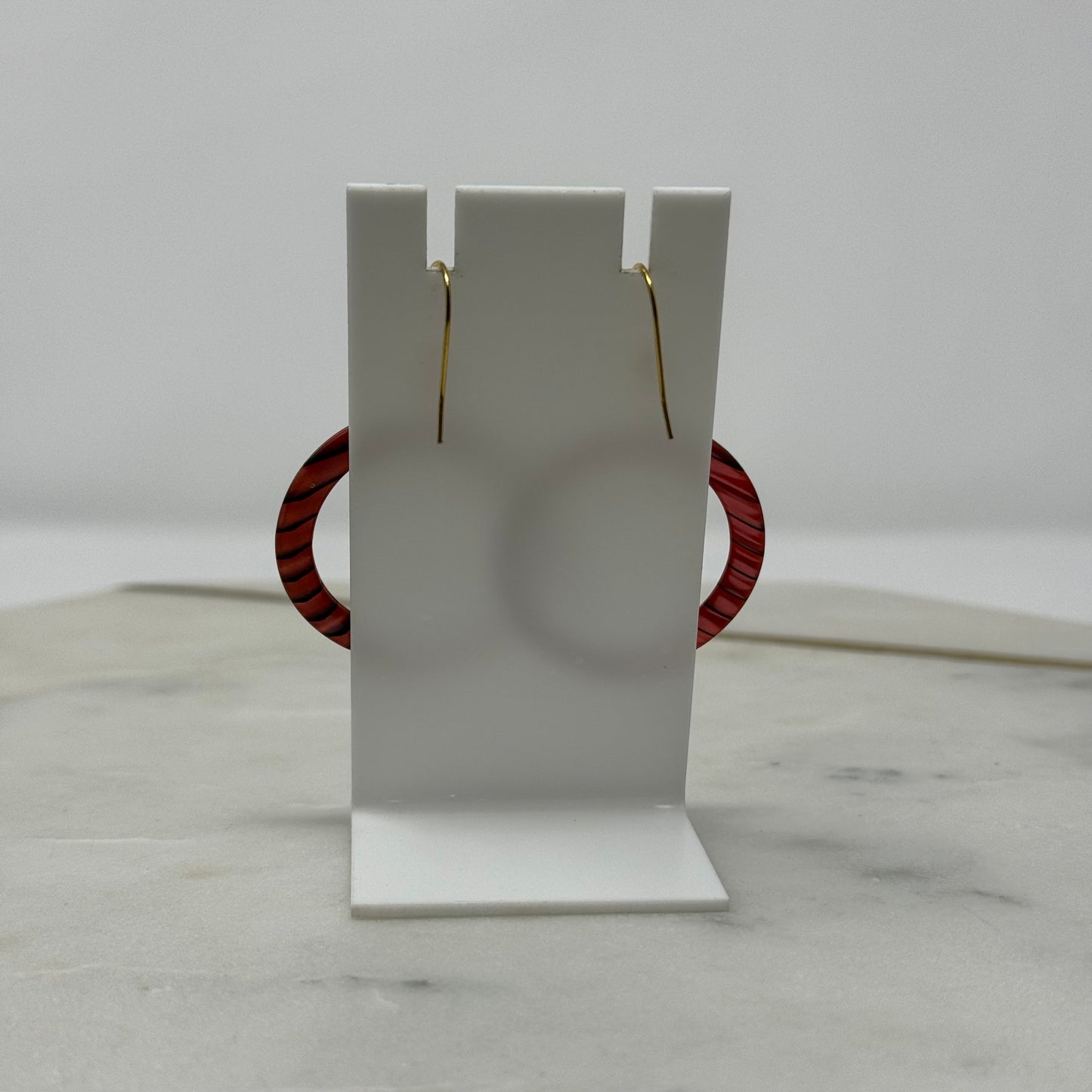 Red Acrylic Dangle Hoop Earrings