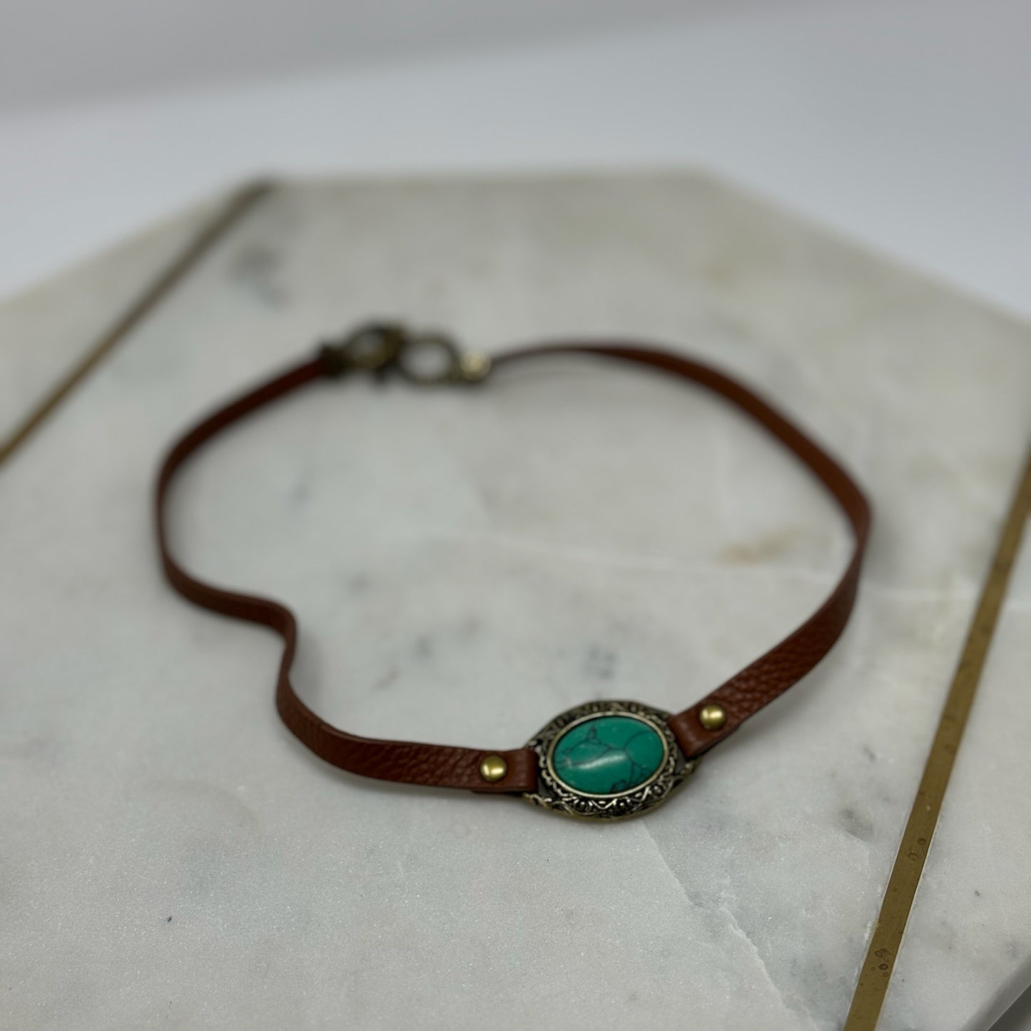 Necklace Boho Southwest Leather Turquoise Pendant 18 in Fashion Jewelry