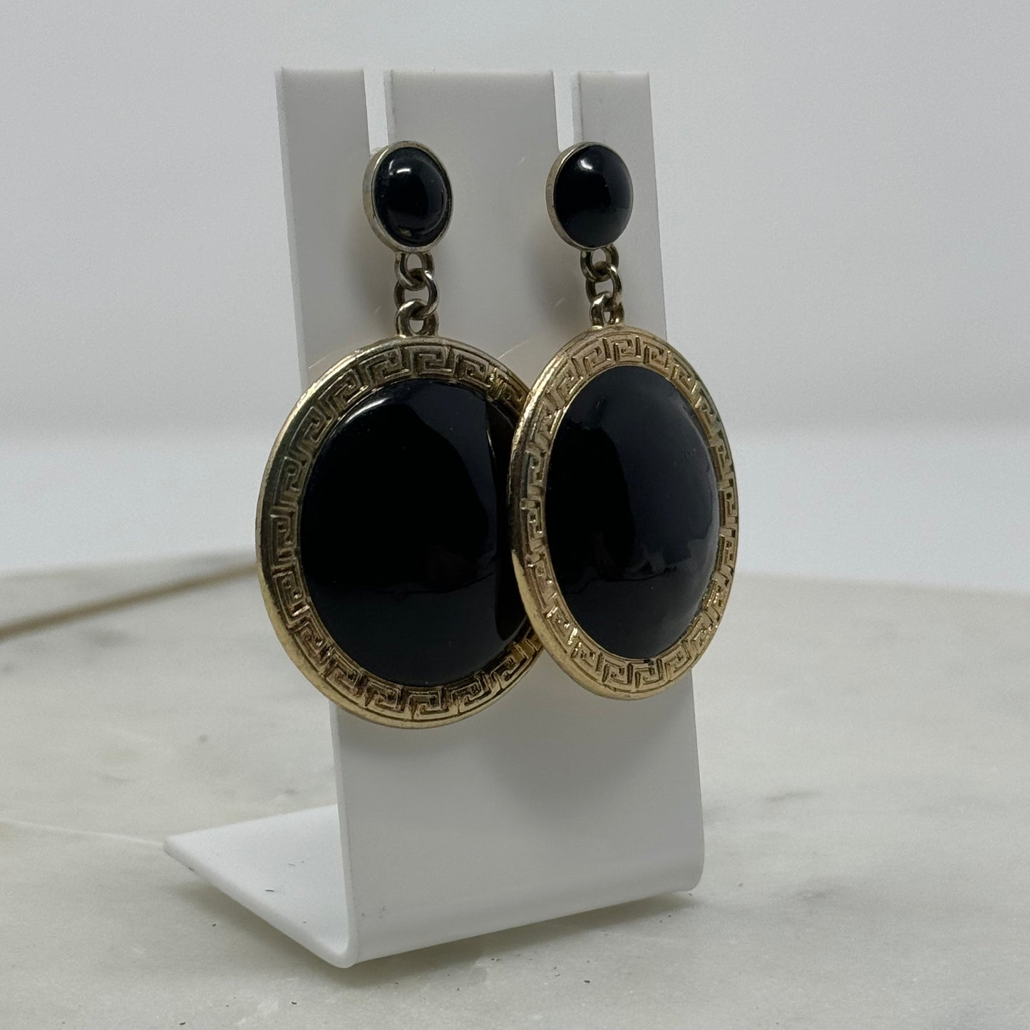 Bold Gold & Black Boho Tribal Dangle Earrings