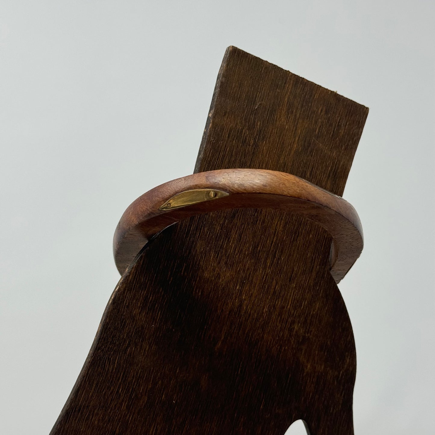 Vintage Wood Bangle Bracelet with Brass Inlays - Boho Chic, Rustic Wooden Jewelry