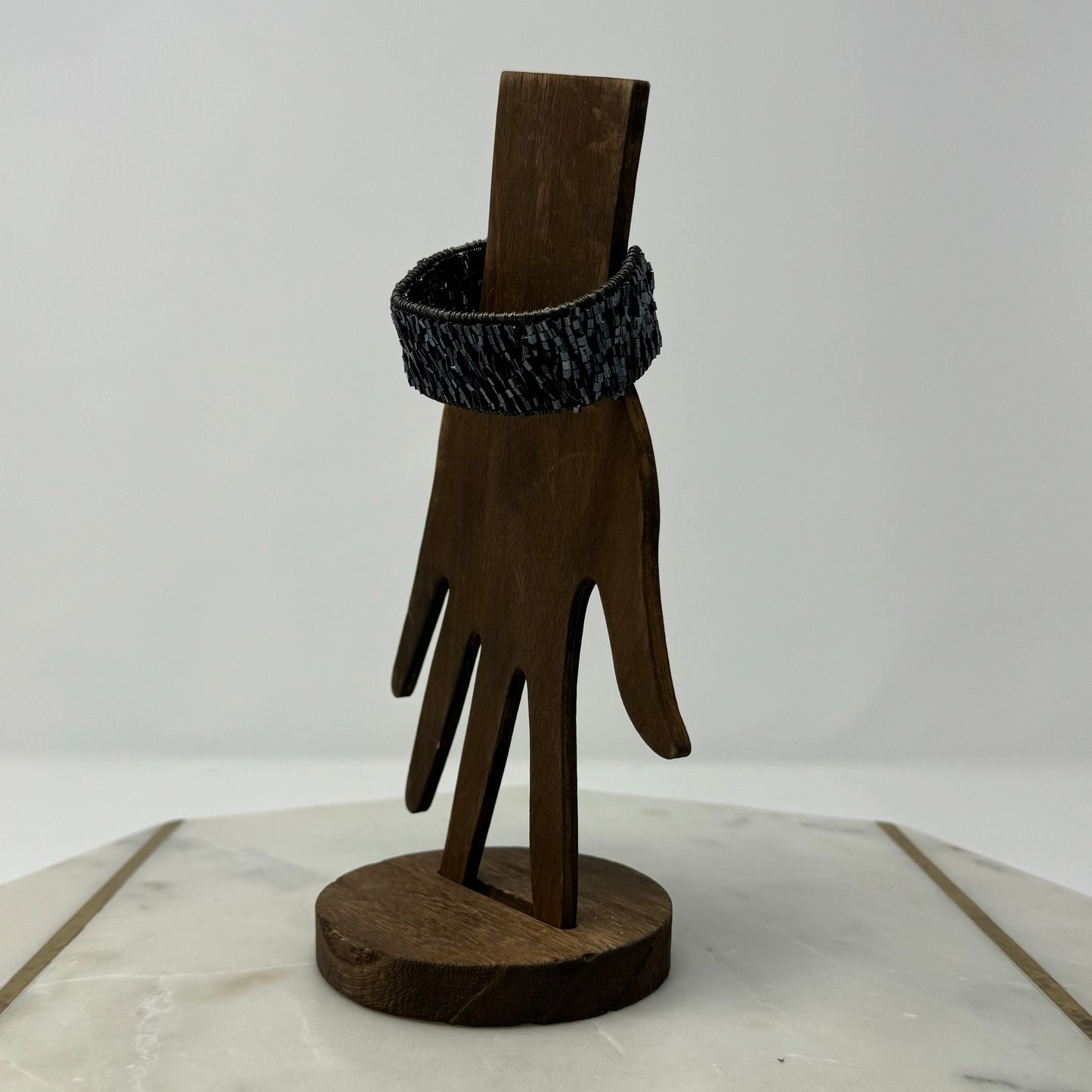 Dark Blue Beaded Cuff Bracelet