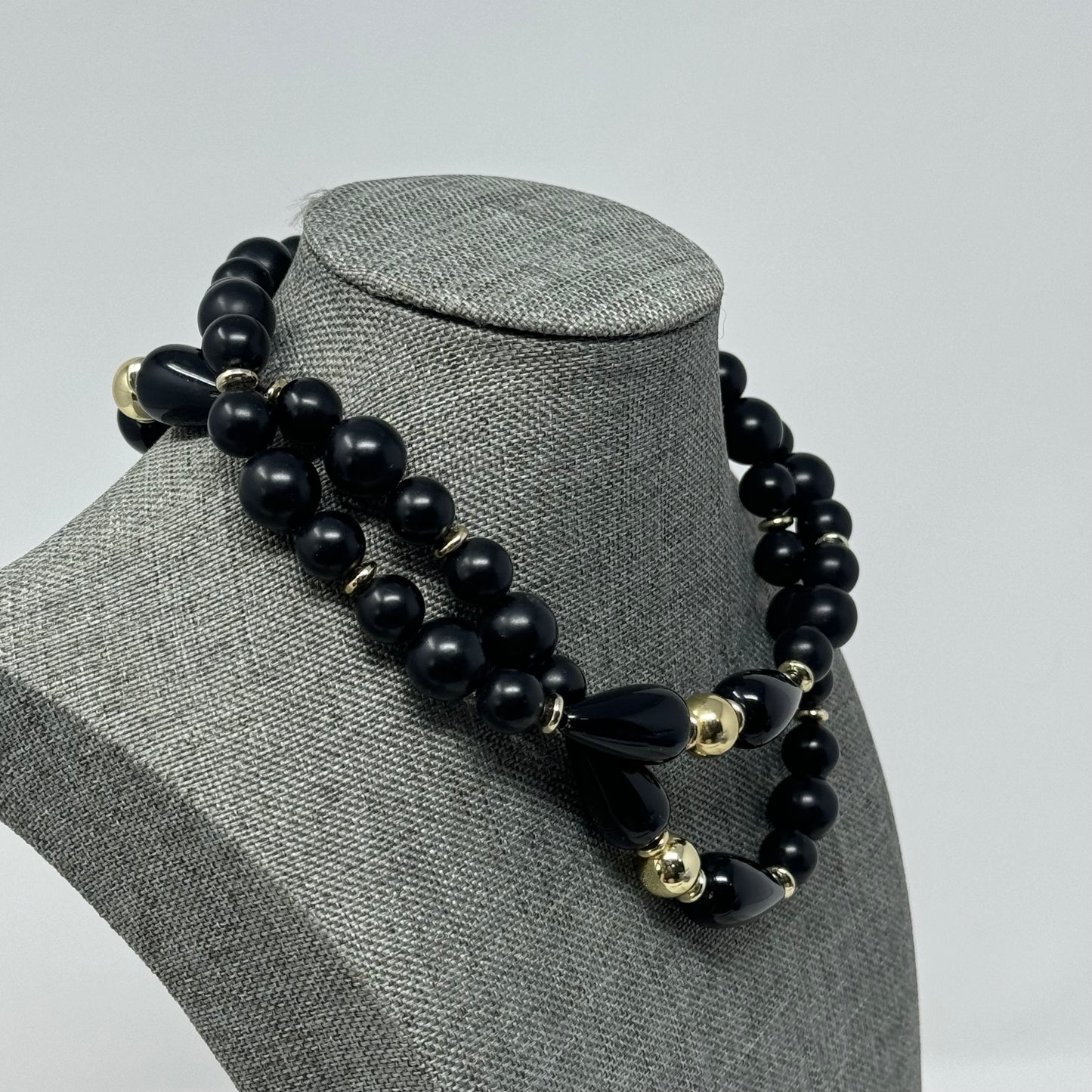 Necklace Retro Statement Black Beaded Strand 28 in Fashion Jewelry