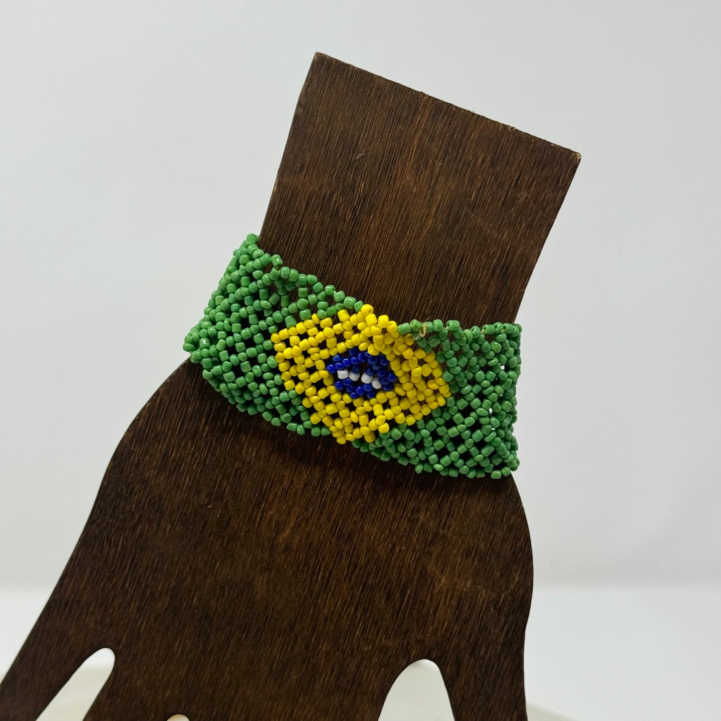 Bracelet Brazil Multi-Layer Seed Beaded Cuff Flag 6.5 in Fashion Jewelry
