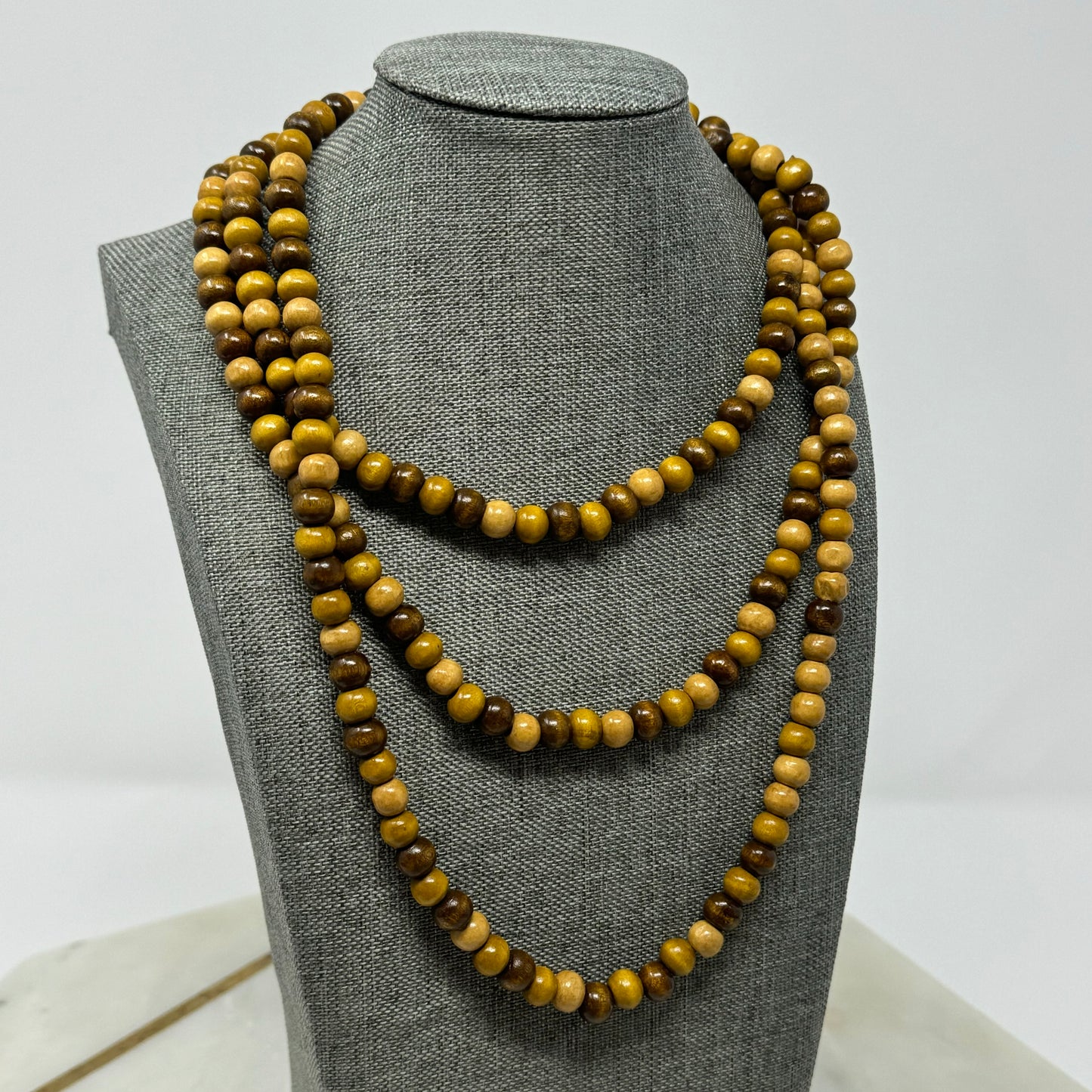 Boho Wood Beaded Necklace  Brown Tones Handmade Natural Statement Jewelry Multi-Style
