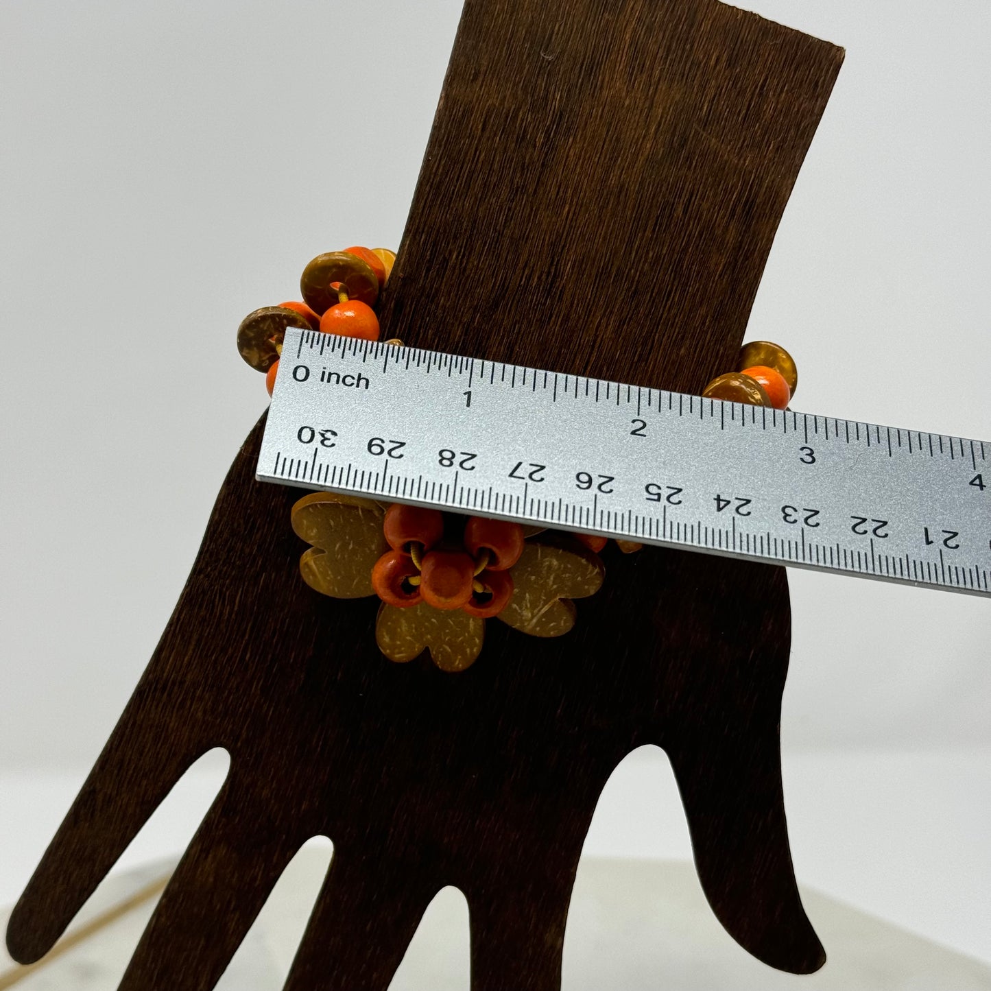 Womens Bracelet Boho Beaded Multi-Layer Wood Flower Orange 7 in Fashion Jewelry