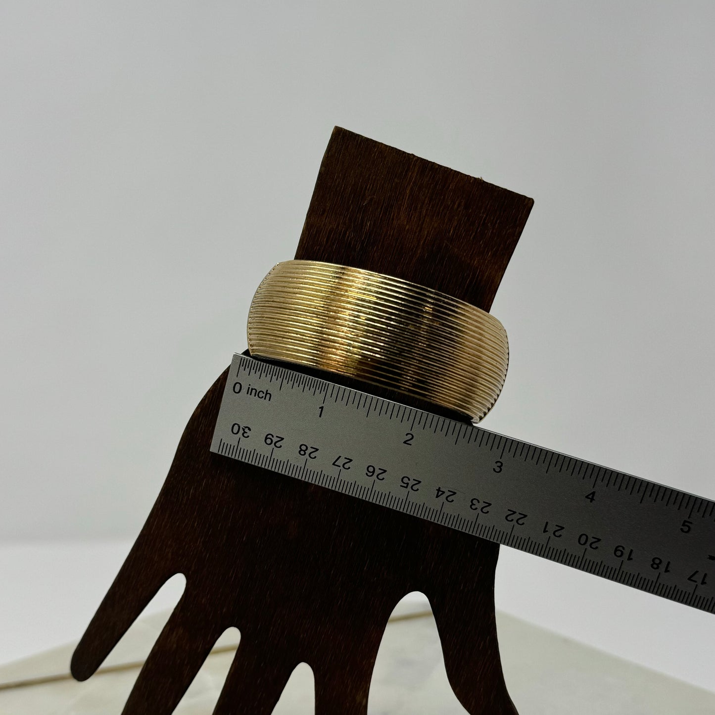 Gold Tone Wide Cuff Bracelet Textured Retro Glam Elegant Minimalist Design