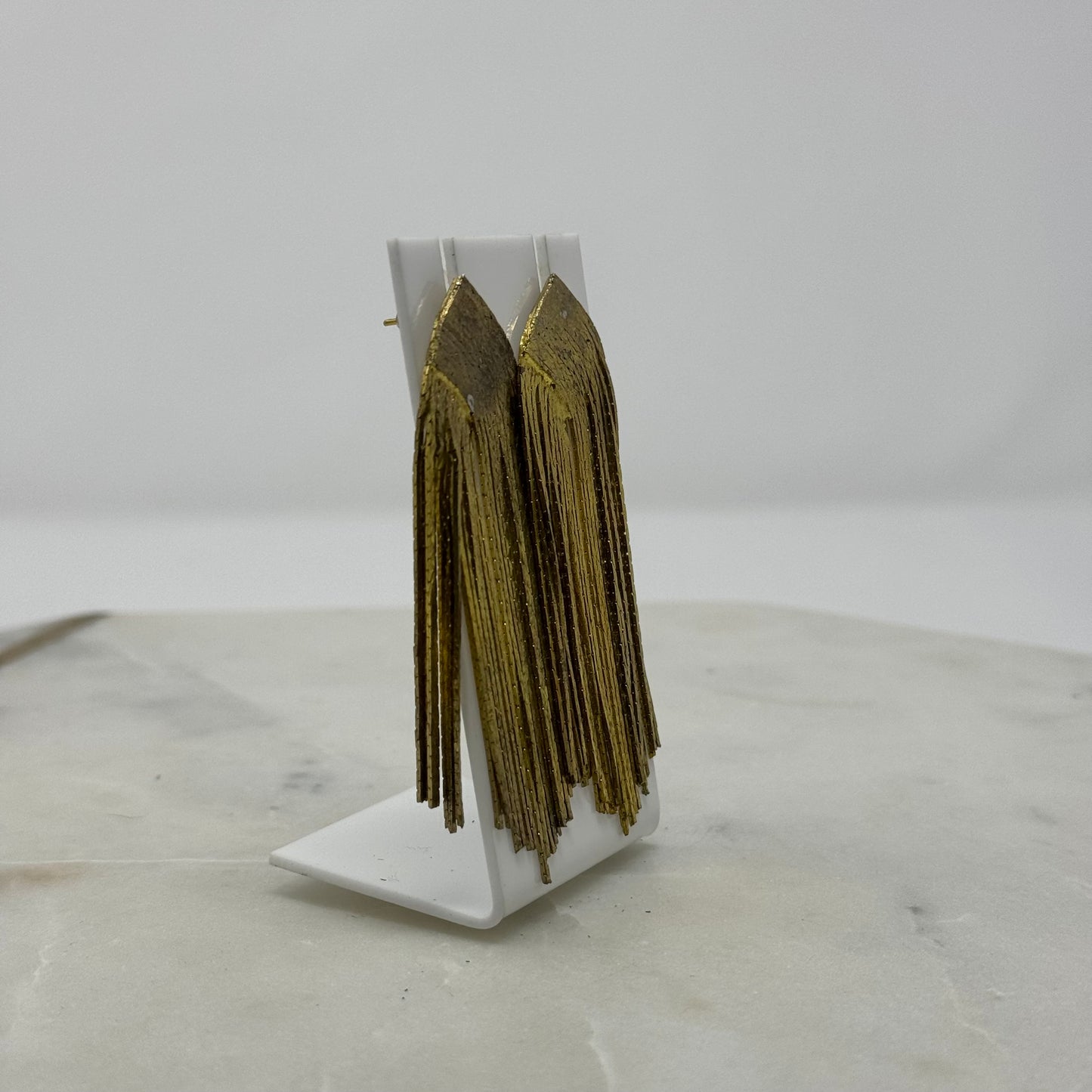 Gold Boho Metal Fringe Statement Earrings