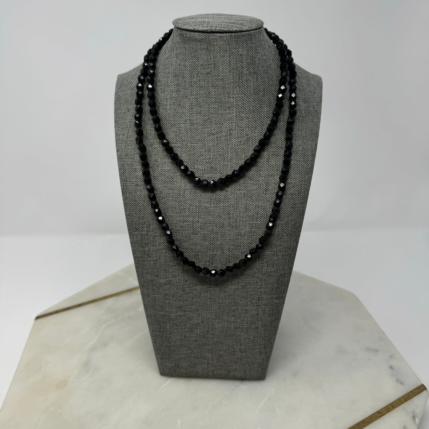Necklace Elegant Statement Black Beaded Glass Strand 34 in Fashion Jewelry
