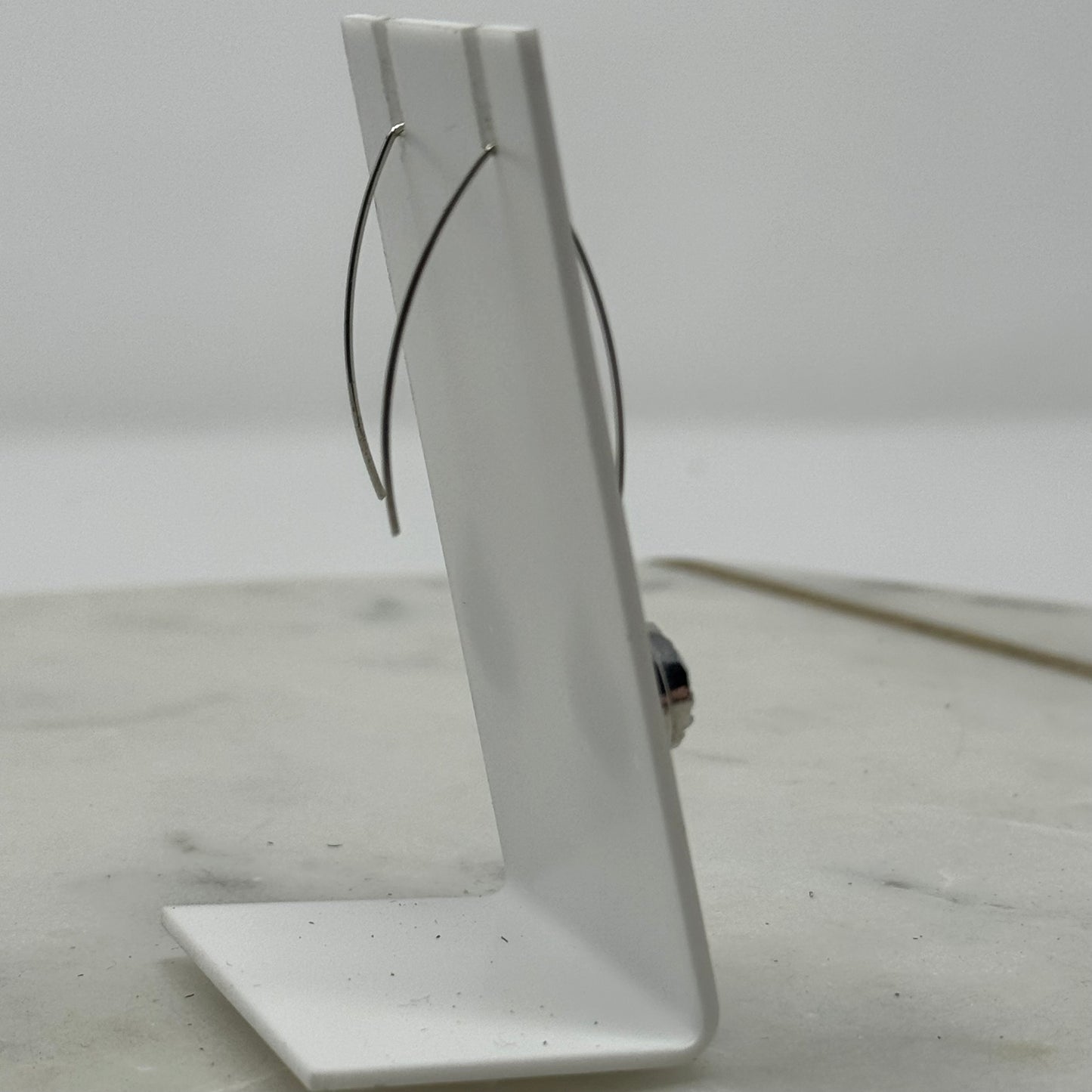 Silver Simple Rhinestone Dangle Long Hook Earrings