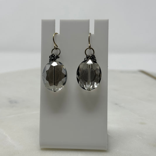 Faceted Glass Crystal Hook Dangle Earrings