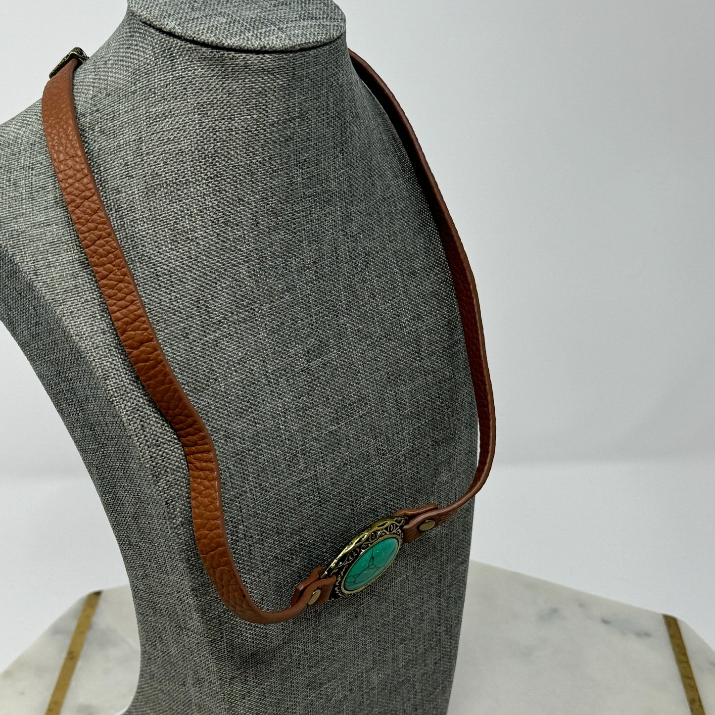 Necklace Boho Southwest Leather Turquoise Pendant 18 in Fashion Jewelry