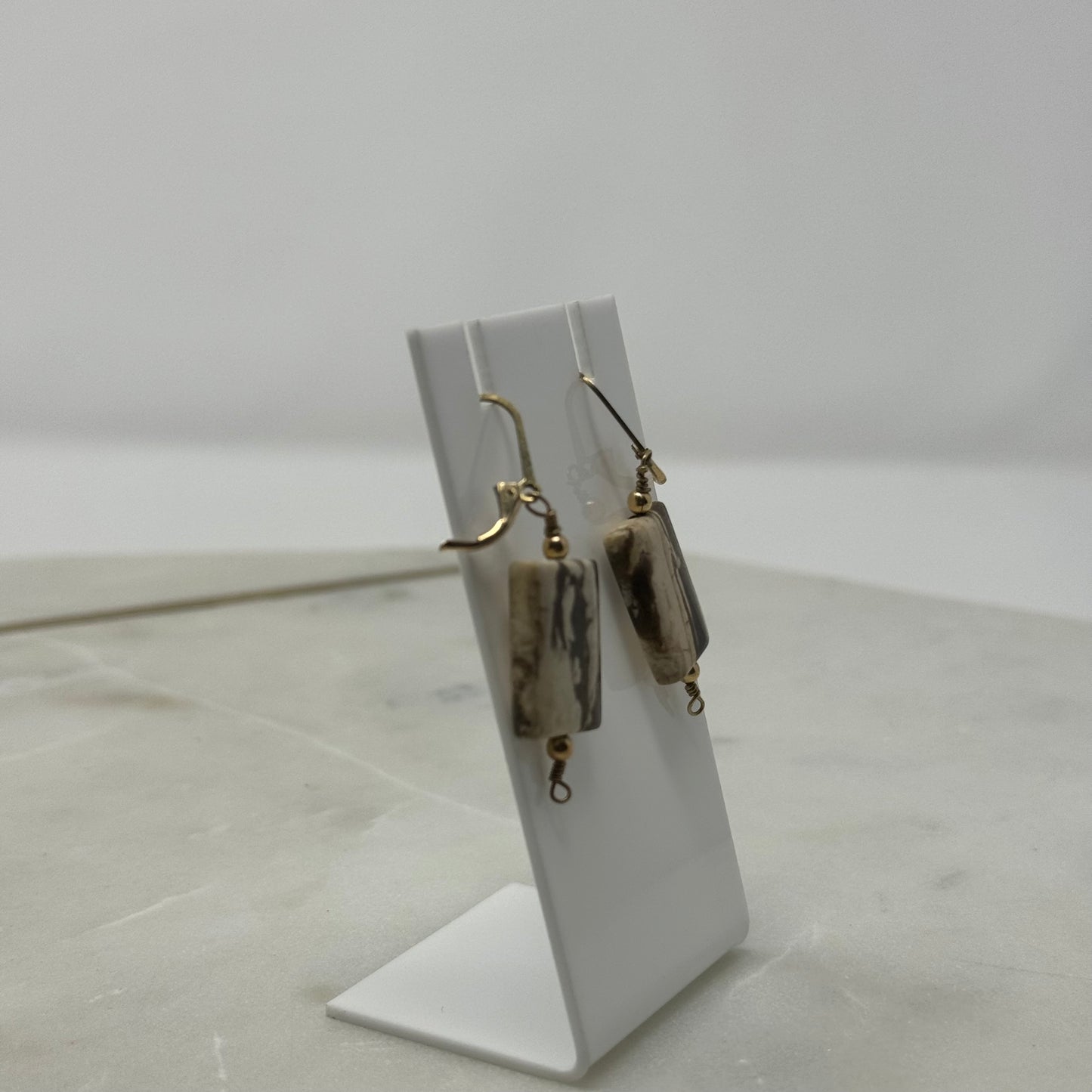 Stone Drop Dangle Lever-back Earrings