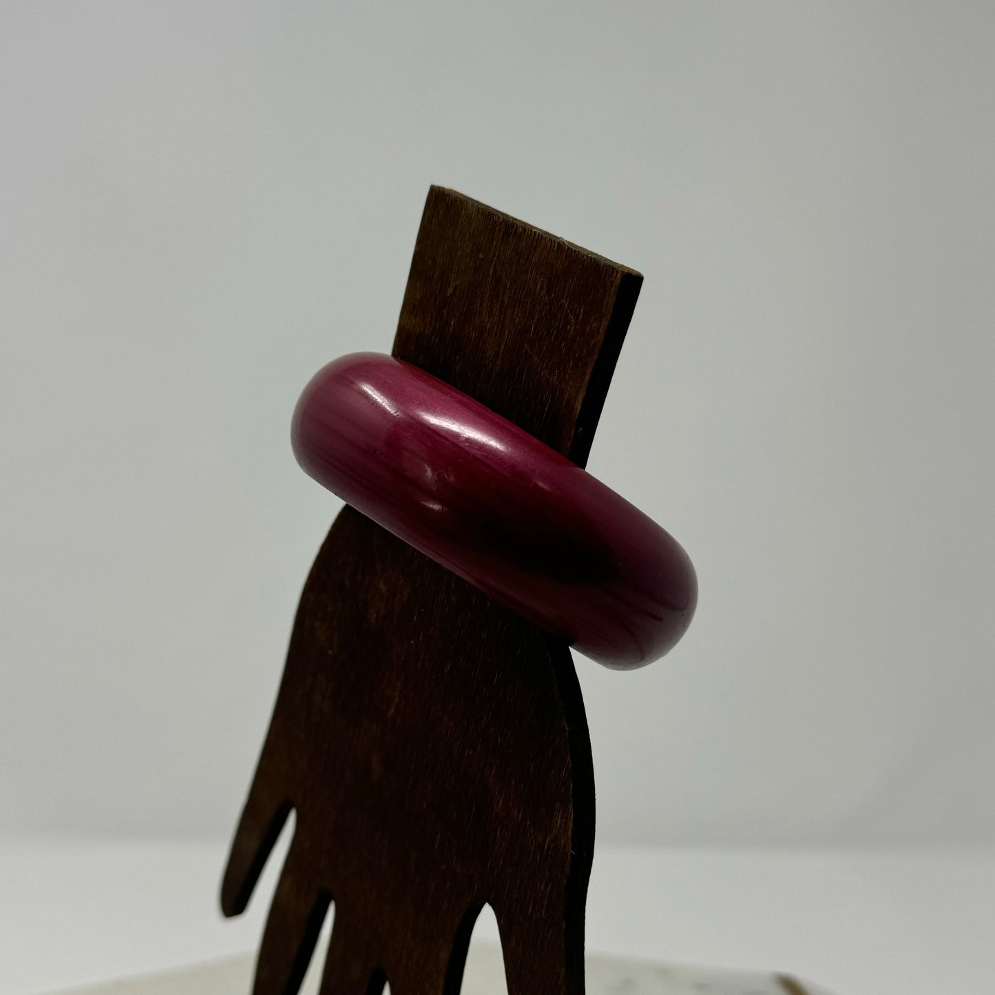 Maroon Wood Bangle Bracelet - Retro 80s Bold Statement Jewelry, Fashion Accessory