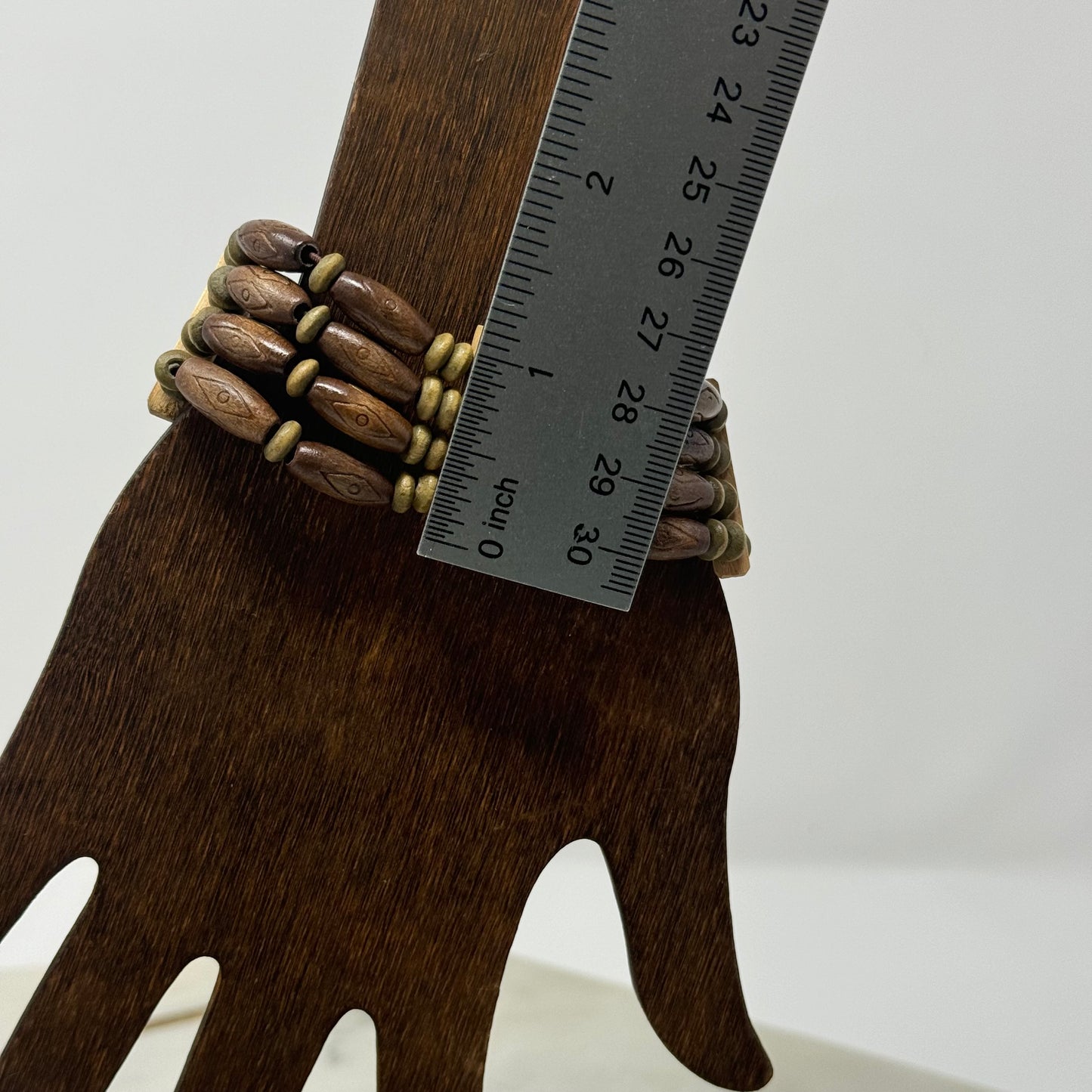 Bracelet Boho Multi-Layer Cuff Bangle Wood Beads 7.75 in Costume Jewelry