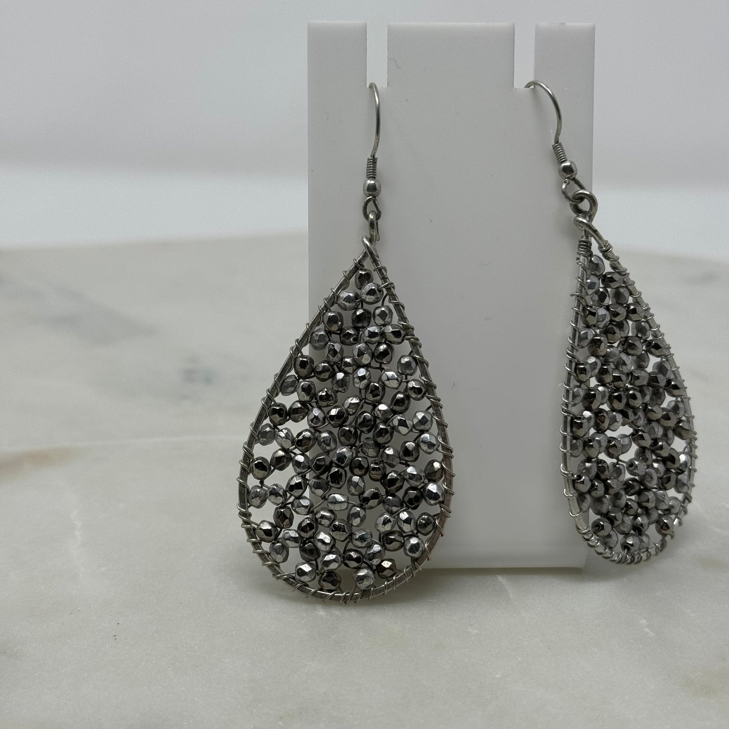 Sparkle Beaded Teardrop Hook Earrings