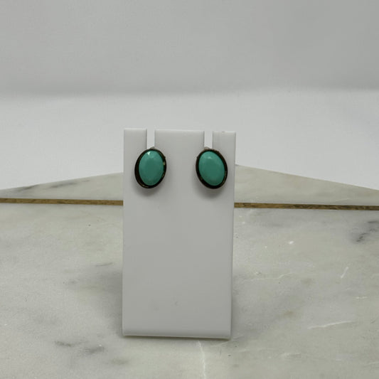 Teal Faceted Tribal Stud Earrings