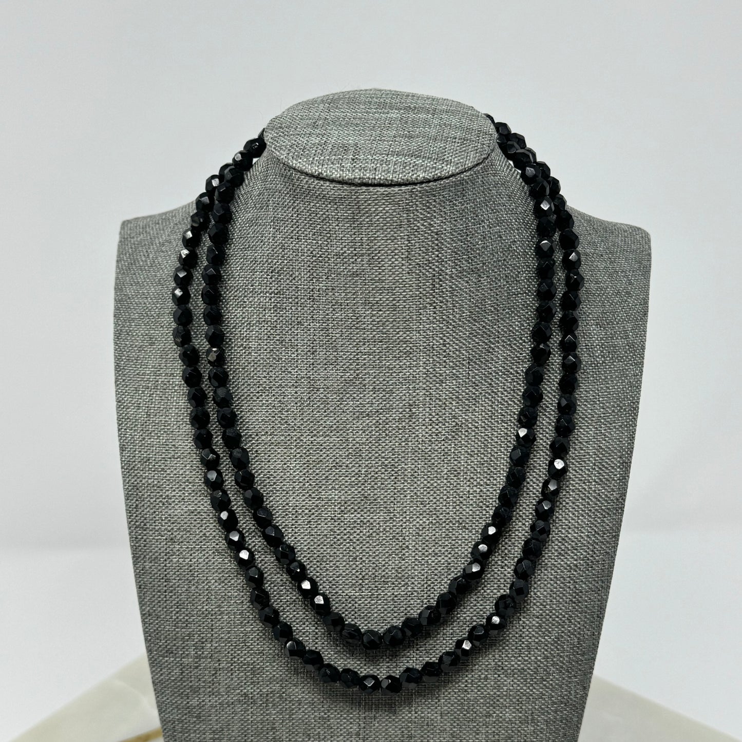 Necklace Elegant Statement Black Beaded Glass Strand 34 in Fashion Jewelry