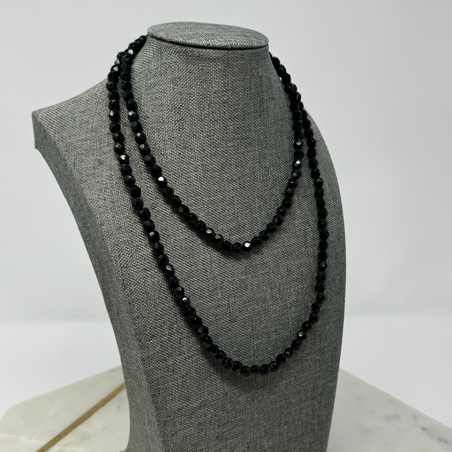 Necklace Elegant Statement Black Beaded Glass Strand 34 in Fashion Jewelry
