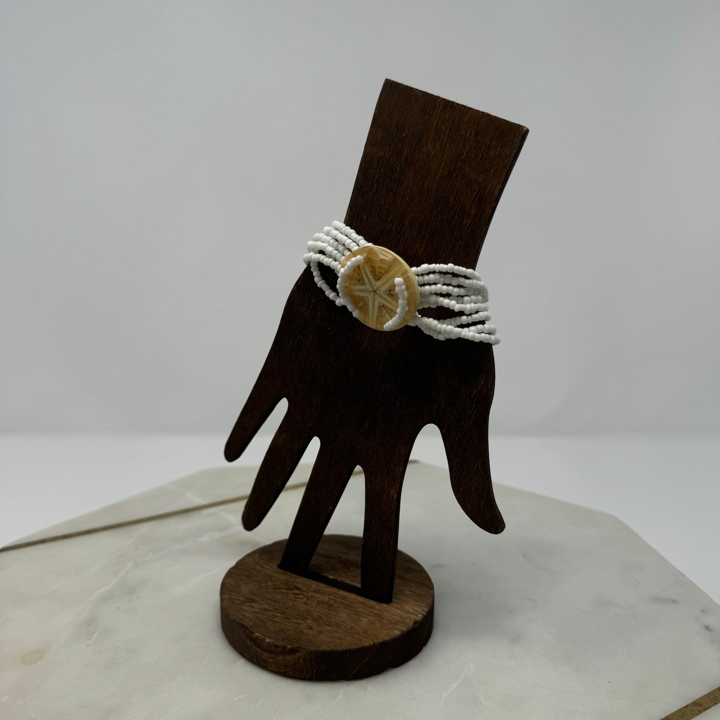 Bracelet Boho Beach Cuff Starfish Multi-Layer Seed Beads 7 in