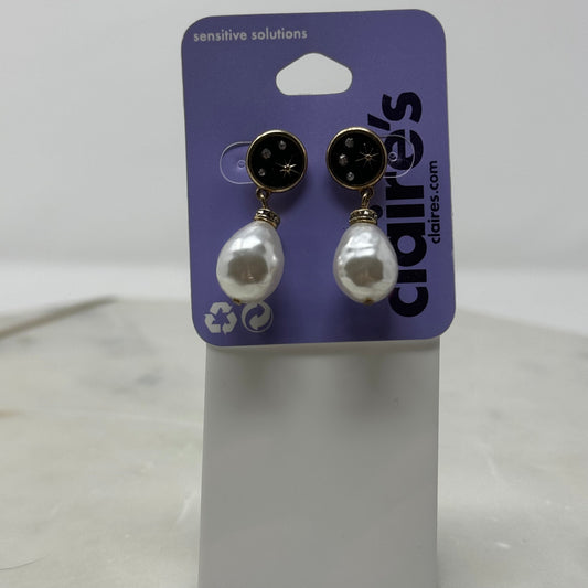 New Claires Dangle Rhinestone & Pearl Stud Earrings