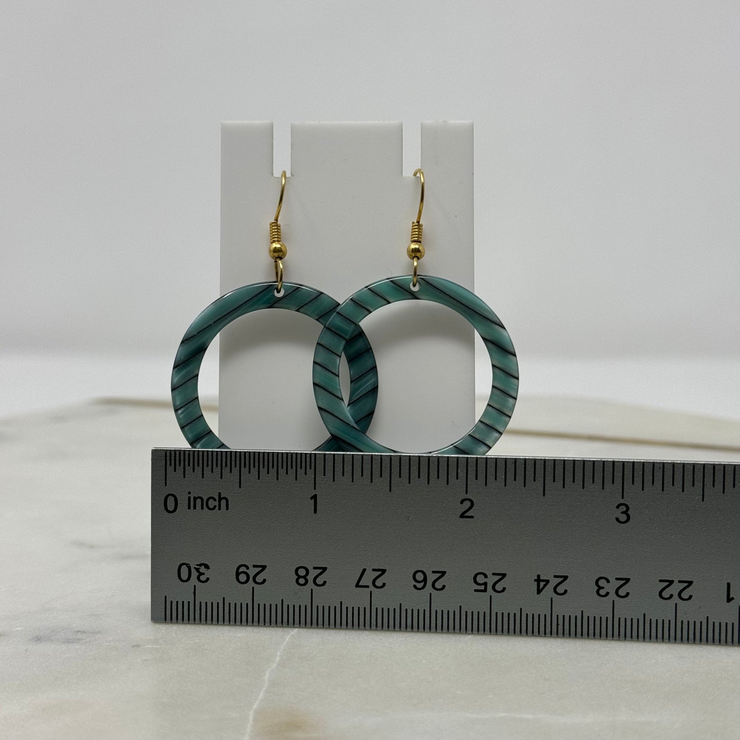 Blue Acrylic Dangle Hoop Earrings